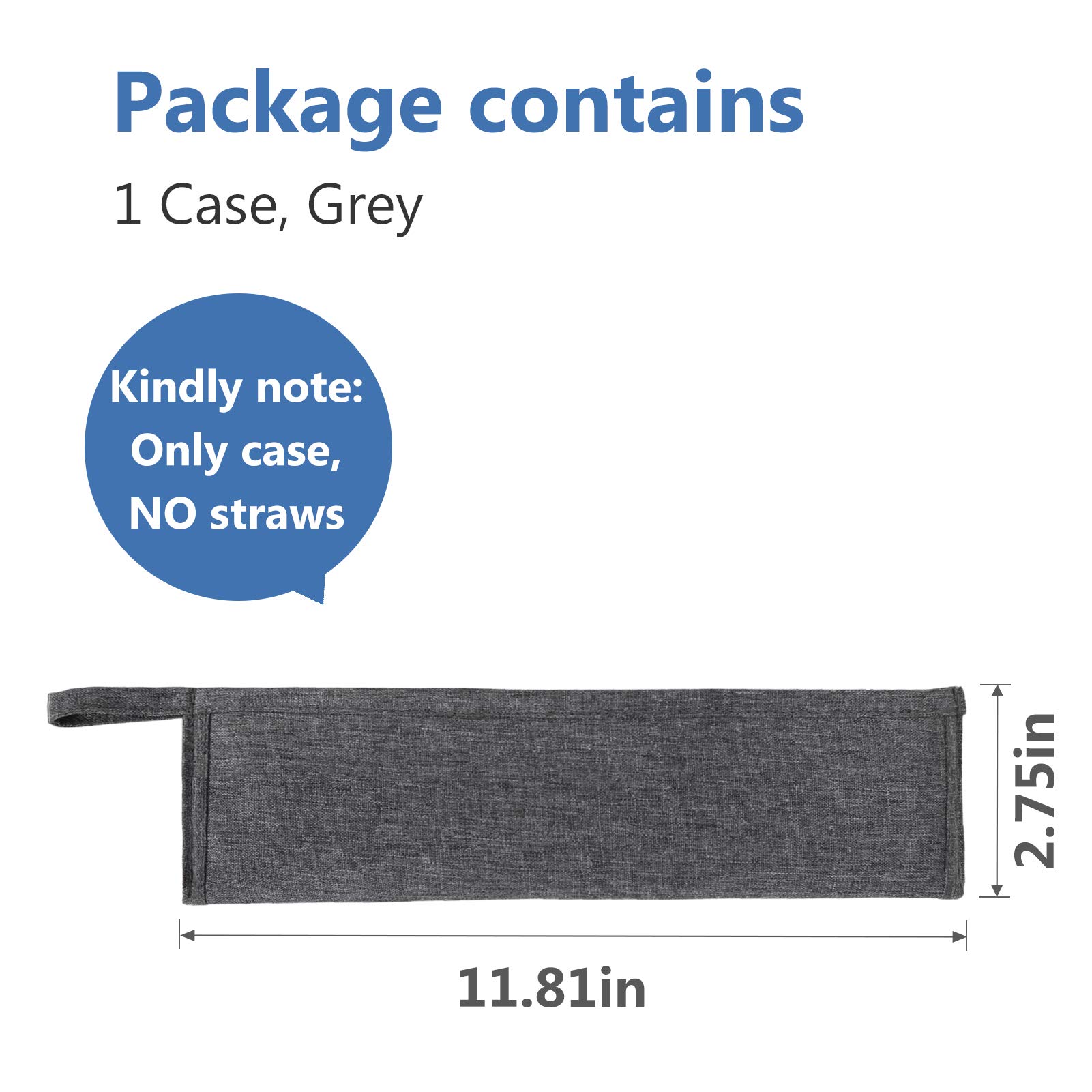 Eco-Friendly Reusable Straw Pouch Case - Portable Carrying Holder for Metal, Paper, Plastic, Disposable & Silicone Straws - Perfect for Tumbler Cups, Stainless Steel Straws & Chopsticks (Grey) - Ideal for Travel, Picnics & Eco-Conscious Lifestyles