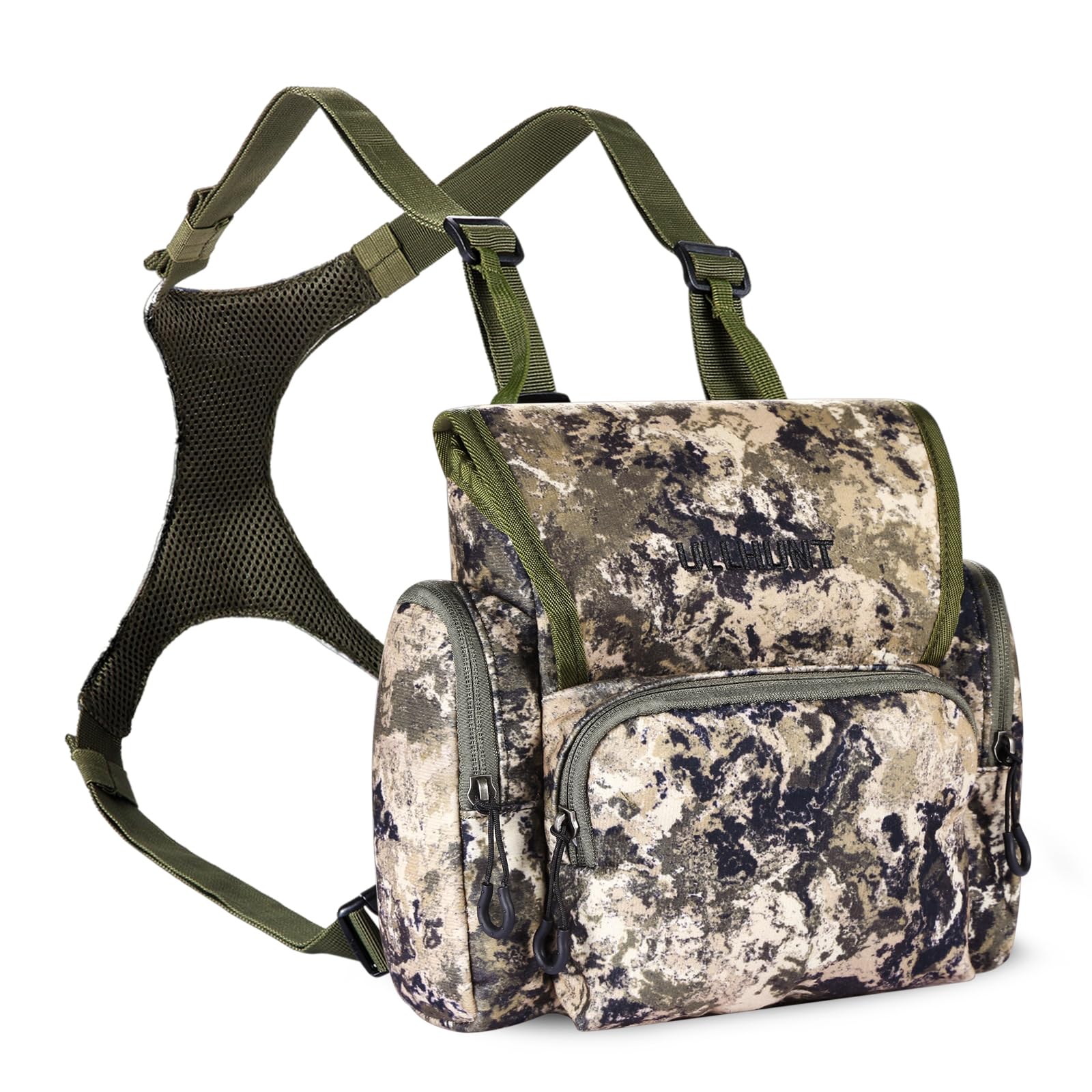 UIIHUNT Binocular Harness Chest Pack - Lightweight Hunting Bino Harness with Rangefinder Pouch - Durable Chest Pack for Binoculars, Phones & Accessories - Perfect for Hunting, Hiking & Outdoor Adventures