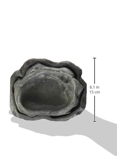 Zoo Med Repti Rock Medium Reptile Food & Water Dish - Natural Stone Design for Lizards, Snakes & Turtles - Perfect for Terrariums & Reptile Habitats