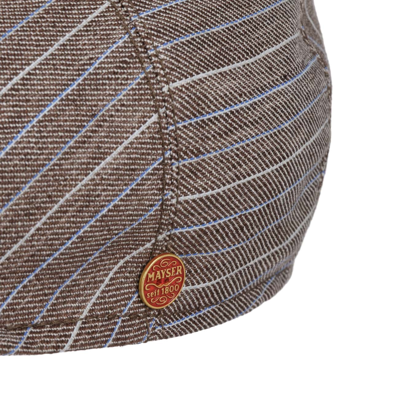 Mayser Sidney Paros Striped Flat Cap for Men - Classic Wool Hat for Casual & Outdoor Wear | Perfect for Golf, Hiking & Everyday Fashion