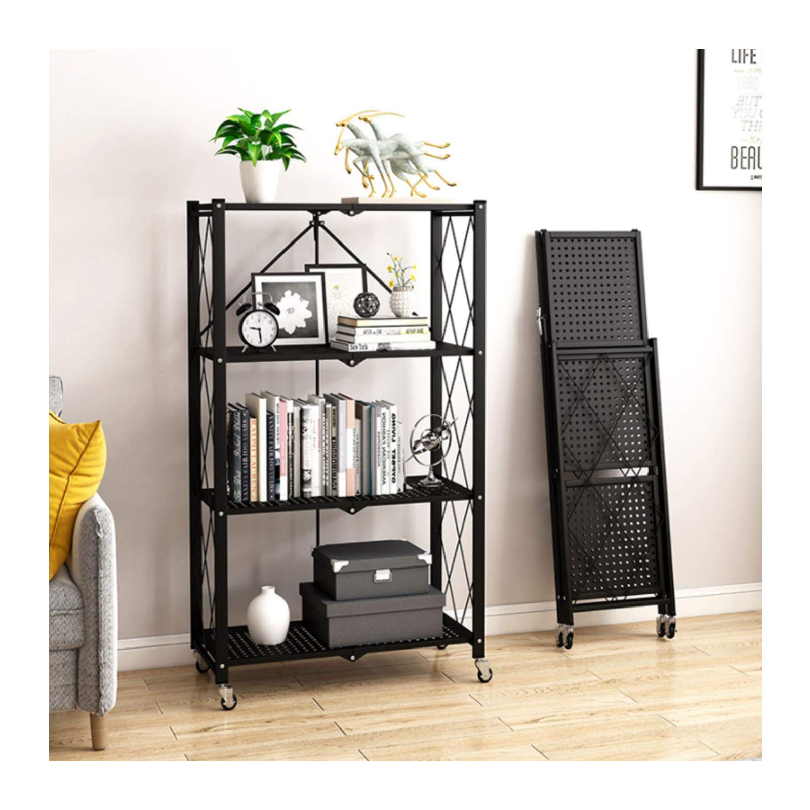 Qwert 3-Tier Metal Storage Shelves - Heavy Duty Kitchen Organizer Rack with No Assembly Required | Perfect for Pantry, Garage, Laundry Room & Office Organization
