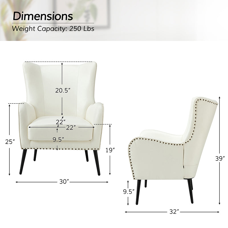 Stylish Shepherd Wingback Vegan Leather Armchair - Modern PU Leather Accent Chair for Living Room, Bedroom & Office - Comfortable Mid-Century Design with Optional Types