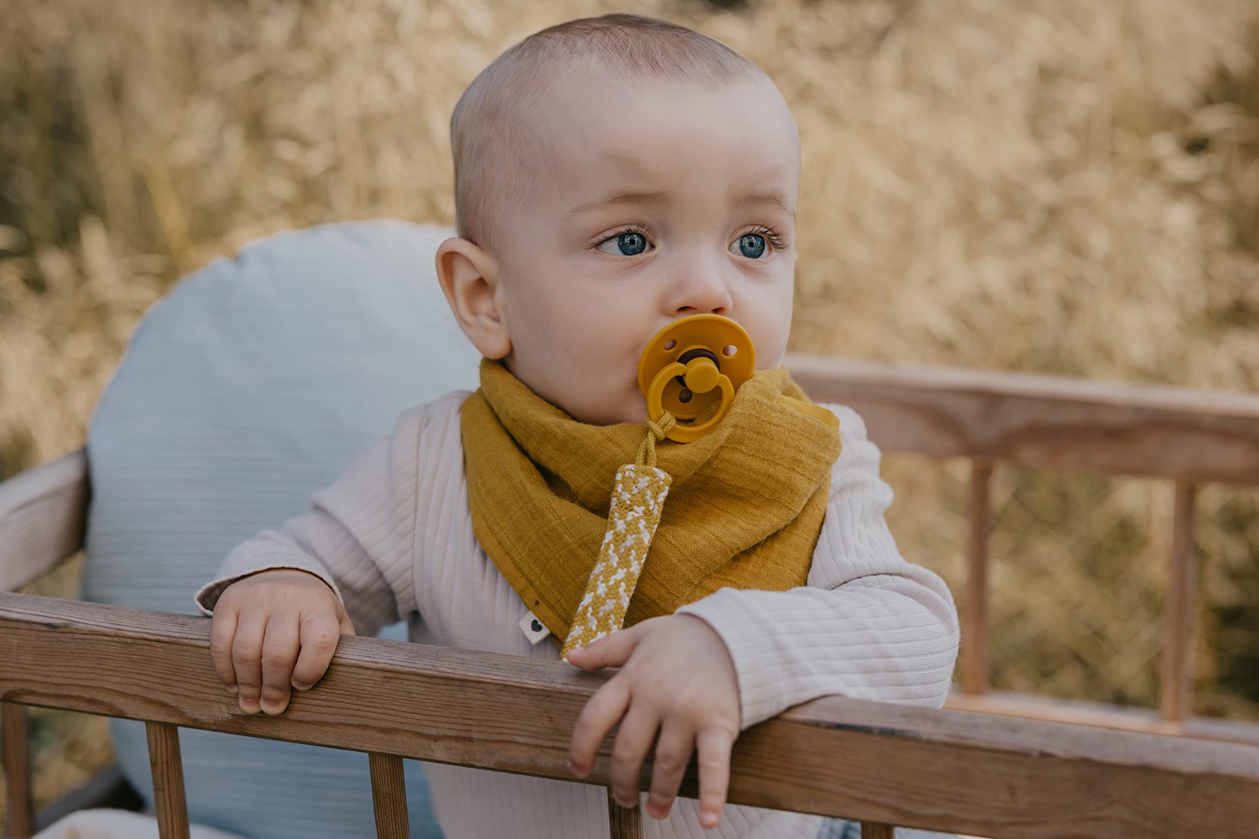 BIBS My First 6 Months Baby Gift Set - Soft Cloth Drool Bib, Pacifier Clip & BPA-Free Teether in Ivory | Perfect Newborn Essentials for Feeding, Soothing & Teething Relief