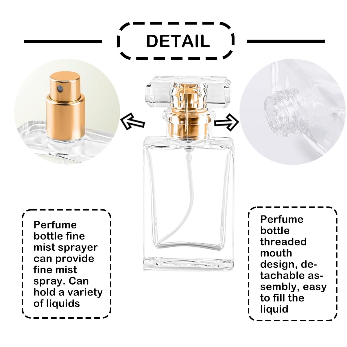 12 Pack Empty Refillable Glass Perfume Bottles - 30ml Clear Travel Perfume Spray Atomizer with Fine Mist Sprayer - Square Perfume Container for DIY Fragrance, Essential Oils & Travel (12PCS Clear 30ml) - Perfect for Travel, Gifts & Home Fragrance Organization