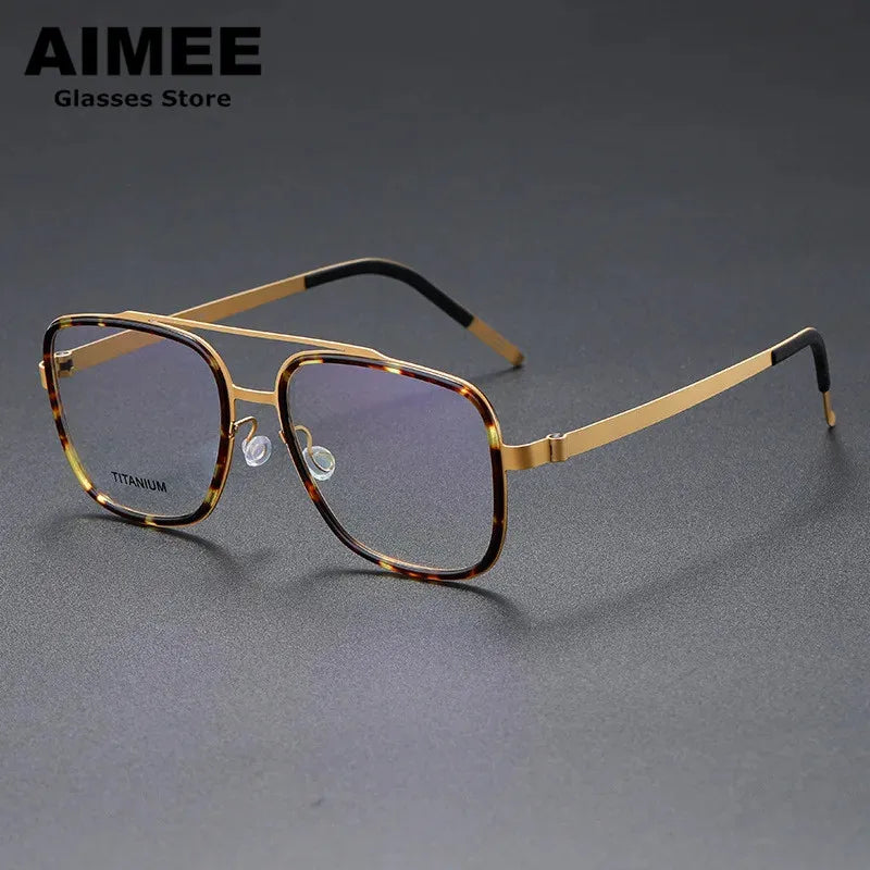 Stylish Unisex Square Full Rim Double Bridge Titanium Acetate Eyeglasses Frame 9911 - Perfect for Work, Reading & Fashion Accessories