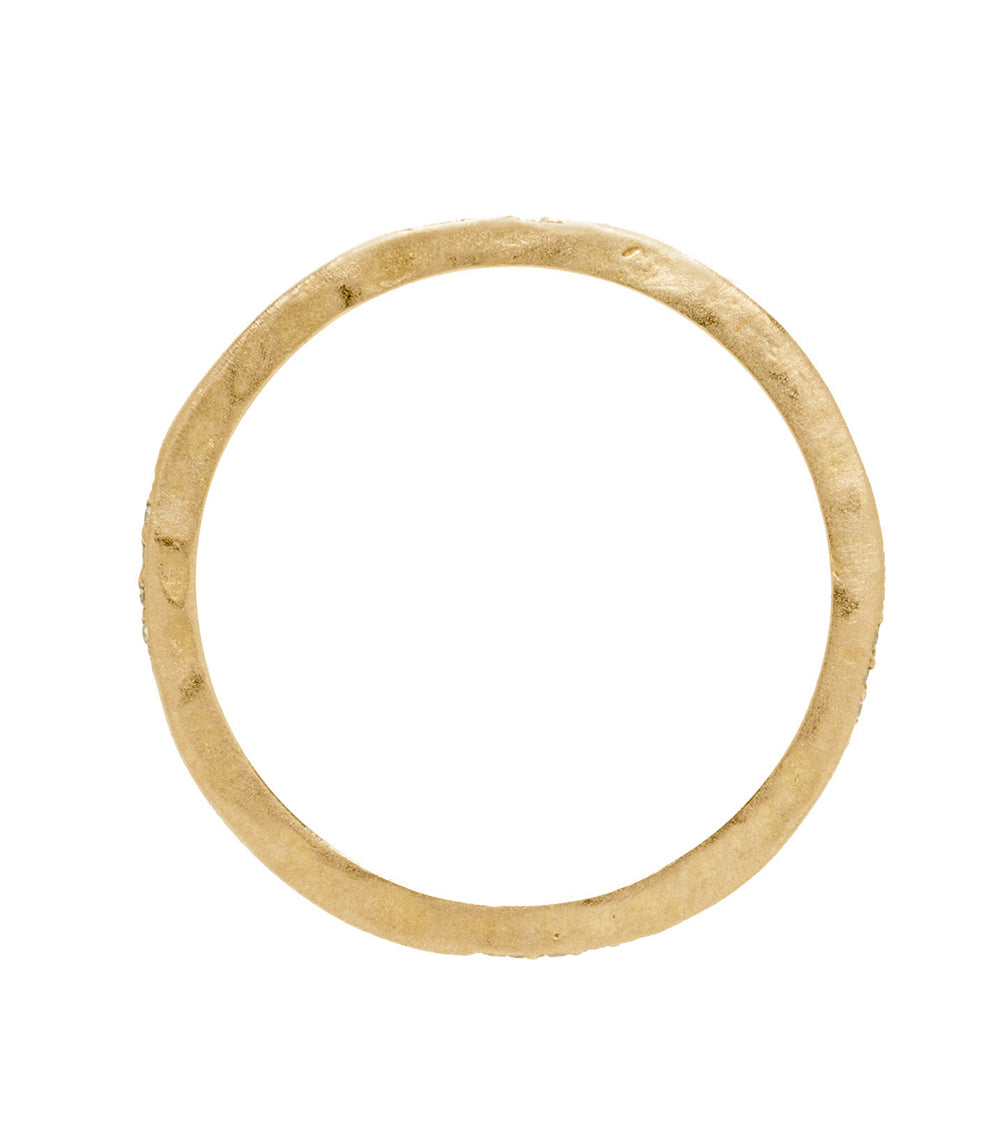 14K Gold Hammered Textured Micro Pave Diamond Stackable Thin Band Ring for Women - Perfect for Layering, Stacking & Everyday Elegant Jewelry