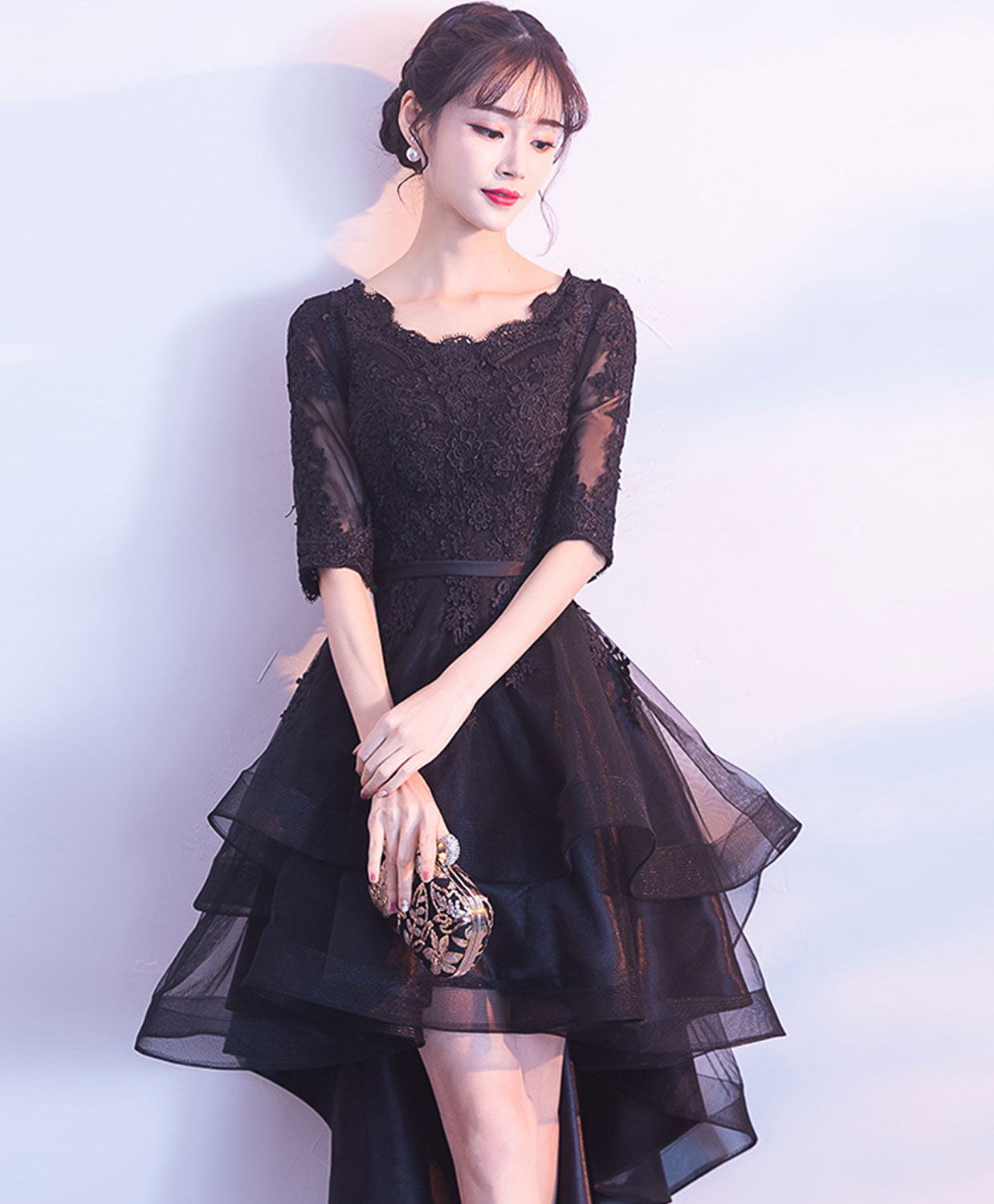 Elegant Black Tulle Lace Short Prom Dress for Women - Sexy Cocktail Party Bridesmaid Dress - Perfect for Homecoming, Evening Parties & Special Occasions