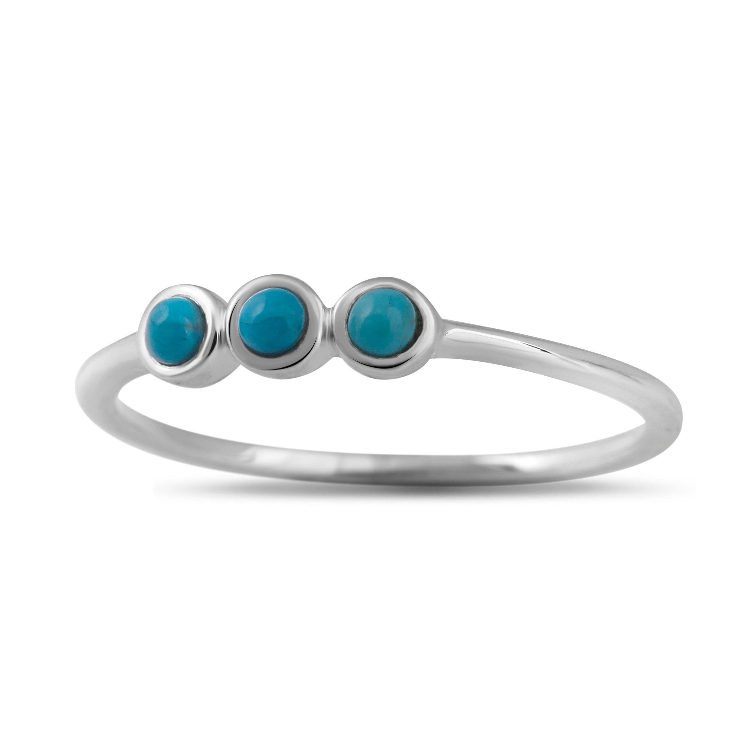 Trinity Turquoise Ring for Women - Sterling Silver Stackable Band with Natural Stone - Perfect for Gifts, Weddings & Everyday Jewelry