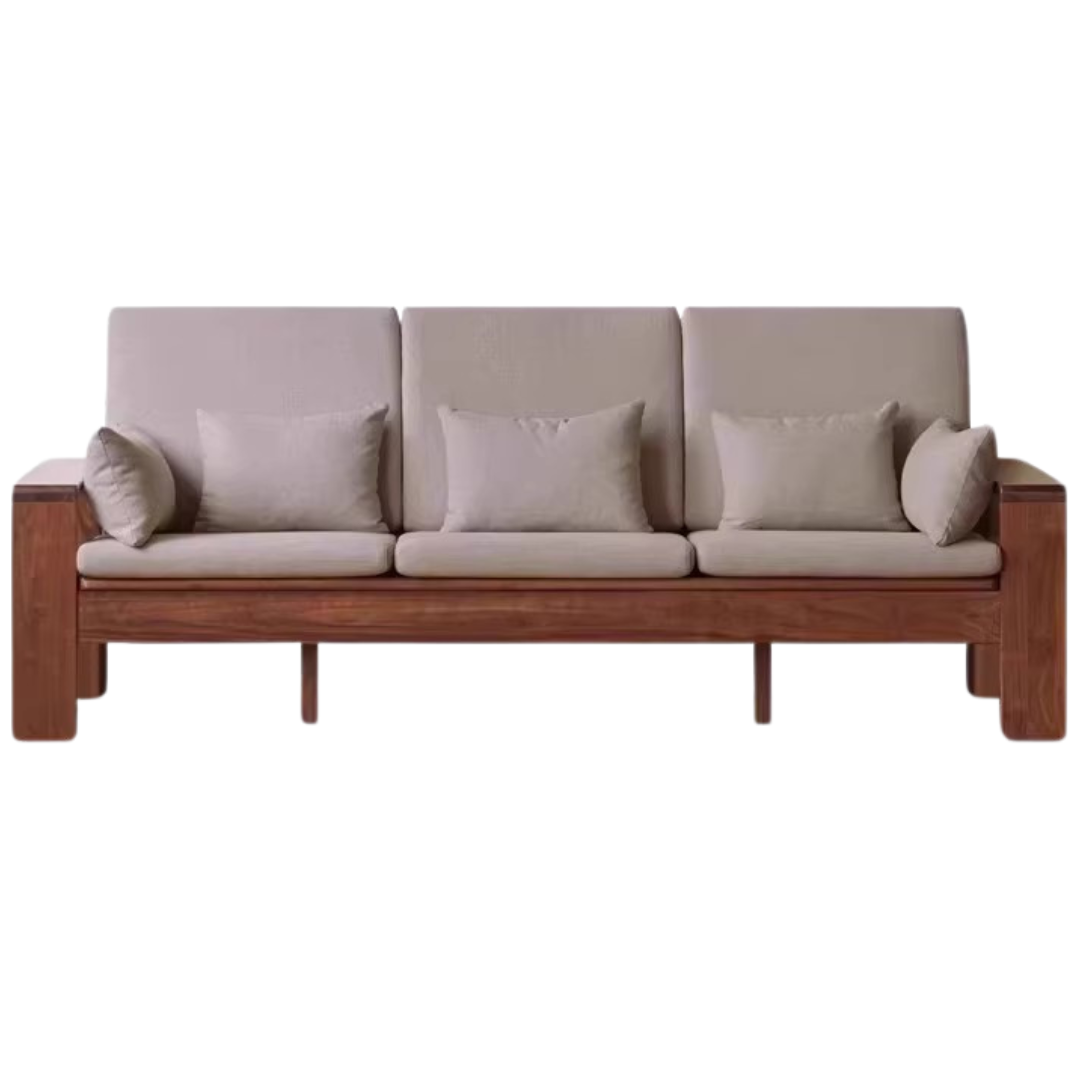 Premium Black Walnut Solid Wood Fabric Sofa - Modern Nordic Style 2-in-1 Convertible Sofa Bed for Living Room & Guest Room | Durable & Stylish Home Furniture