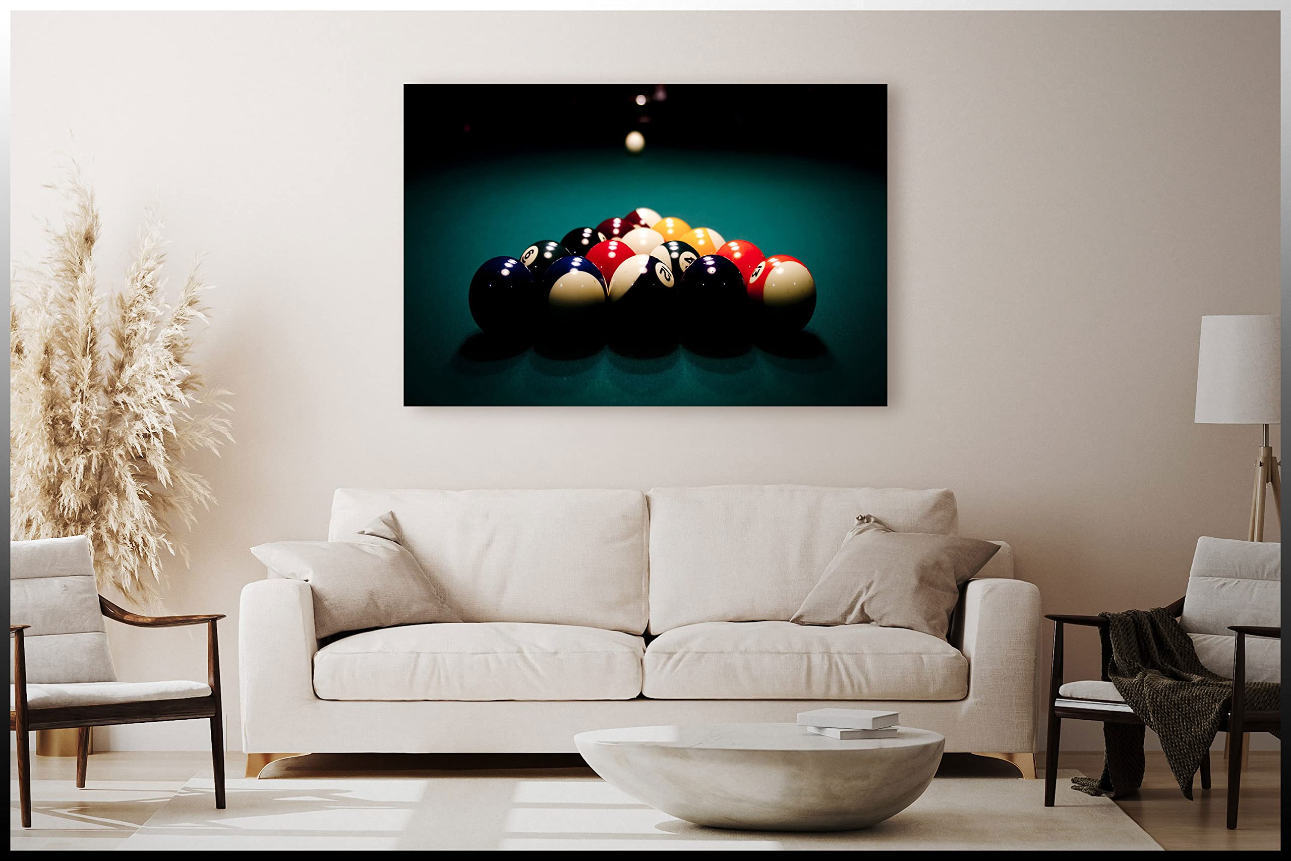 Billiards Pool Sports Canvas Wall Art - Handmade Printed Picture for Home Decor - Ready to Hang Painting for Bedroom, Living Room, Kids Room & Kitchen (19x28 Inches) - Perfect for Game Rooms, Sports Bars & Man Caves