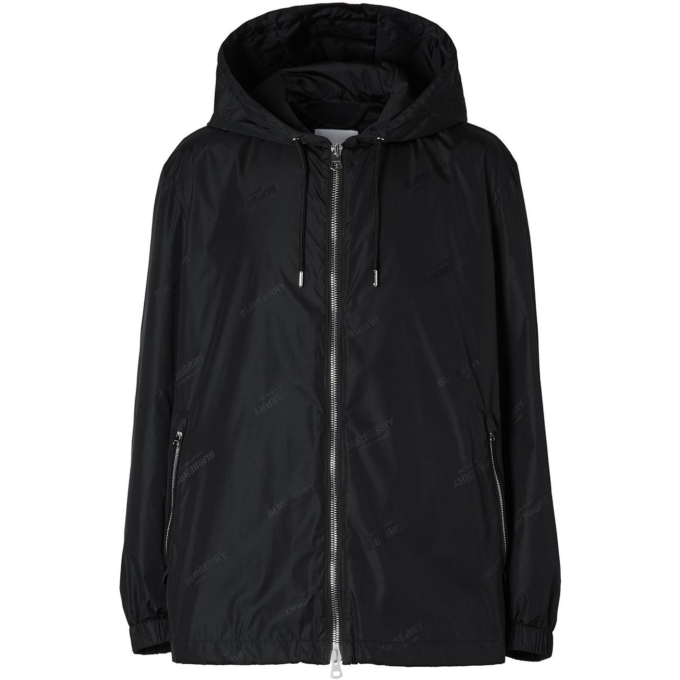 Burberry Black Stretton Logo Hooded Jacket for Men - Waterproof Windbreaker with Detachable Hood | Perfect for Outdoor Activities, Travel & Casual Wear