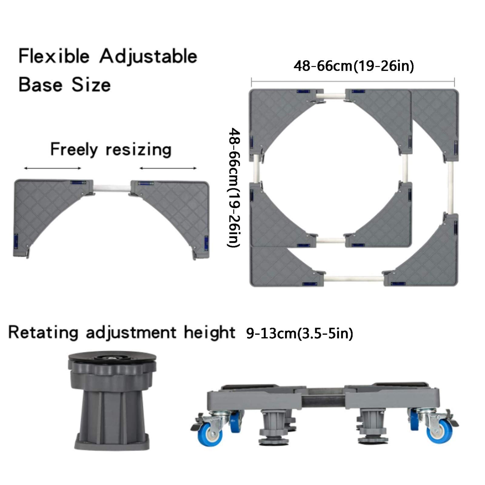 Universal Mobile Base Stand for Refrigerator, Washing Machine & Furniture - Heavy Duty Dolly with Locking Wheels & Sturdy Feet | Perfect for Home, Dorm, Laundry Room & Garage Organization