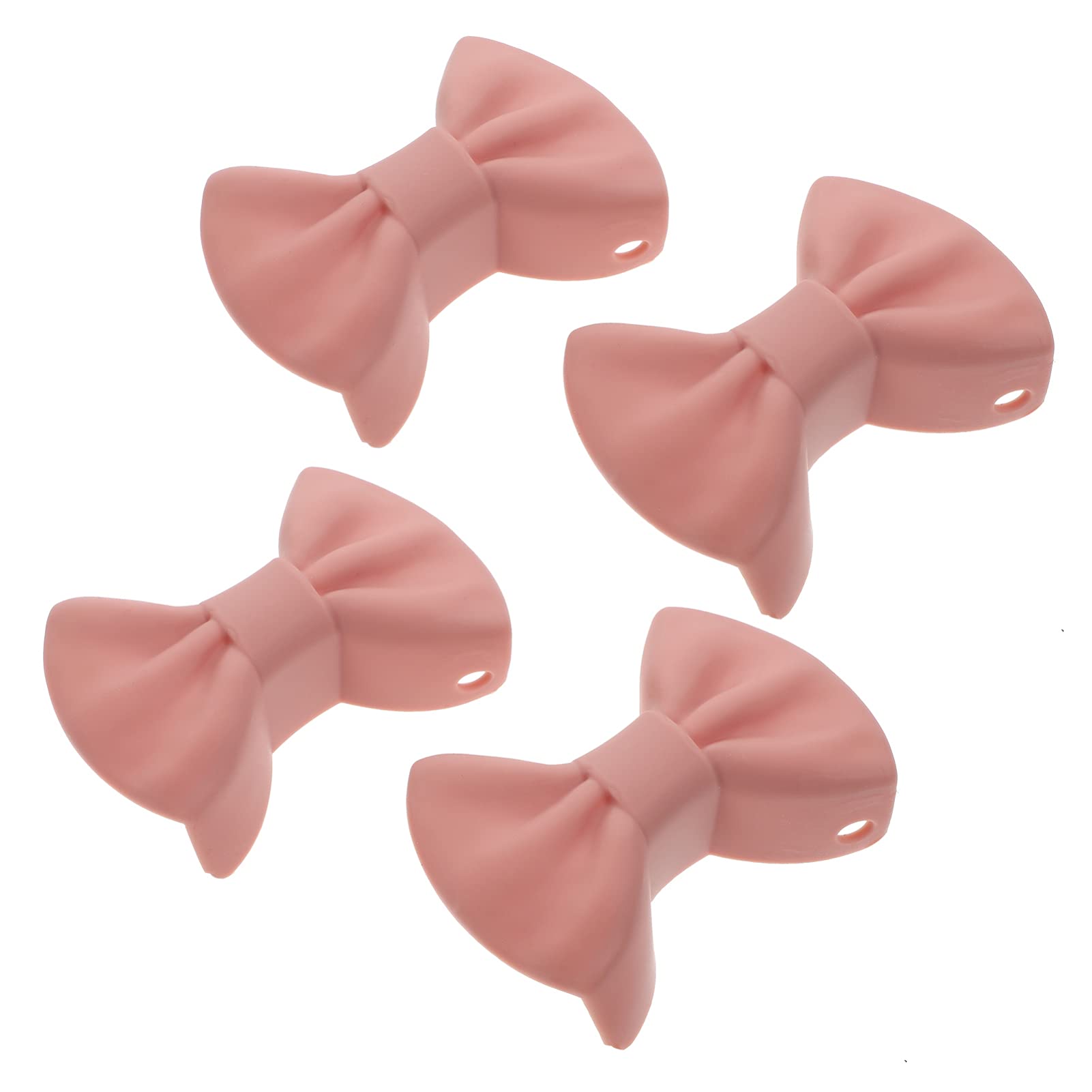Cabilock 4pcs Silicone Heat Insulation Clips - Bow Design Pot Holders, Heat Resistant & Non-Slip Kitchen Clips, Wall Mountable (Pink) - Perfect for Cooking, Baking & Hanging Kitchen Utensils