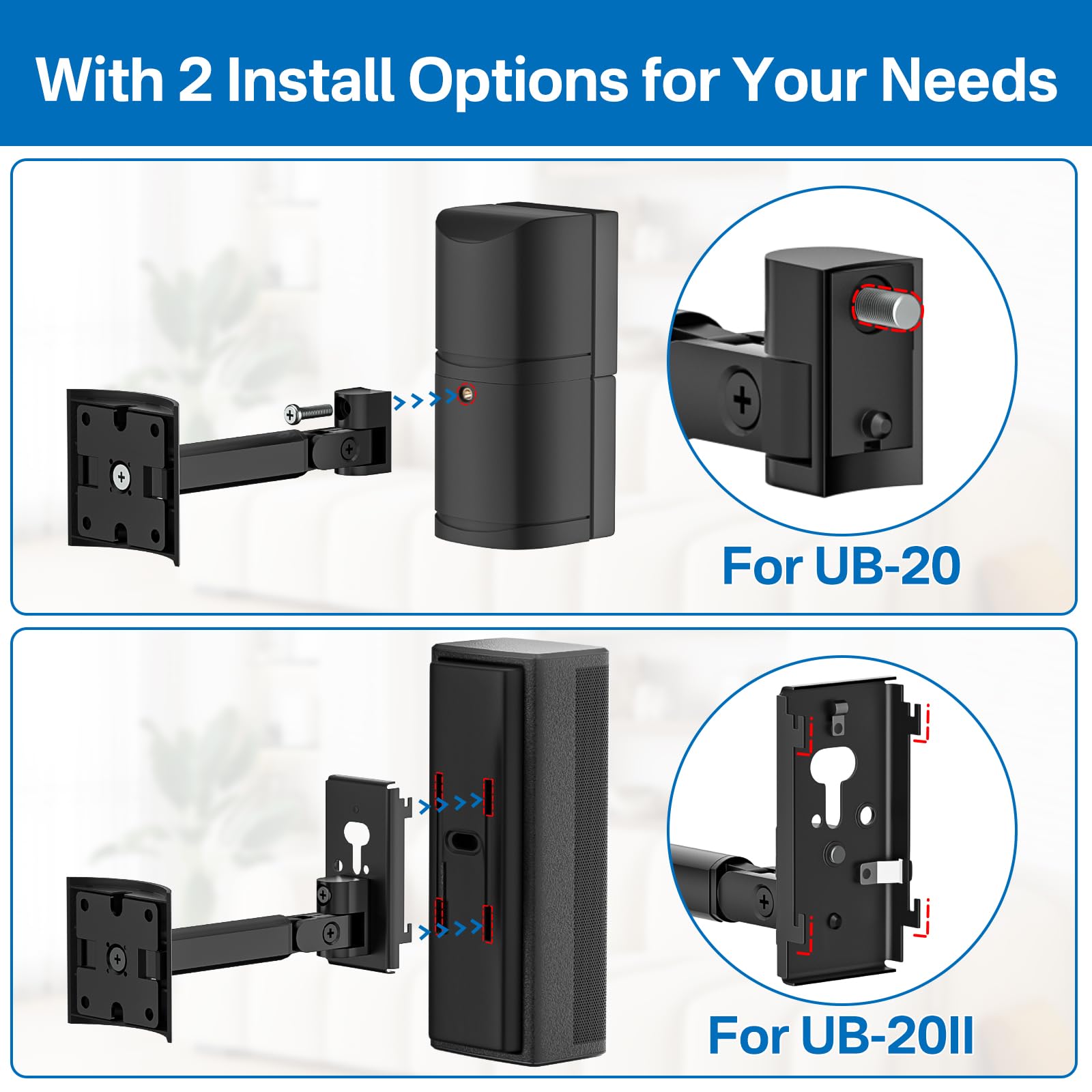 **Adjustable Bose Speaker Wall Mount Bracket - Compatible with Bose UB-20 Series II, SoundTouch, CineMate, Lifestyle & Acoustimass Speakers - Black - Perfect for Home Theater & Surround Sound Setup**