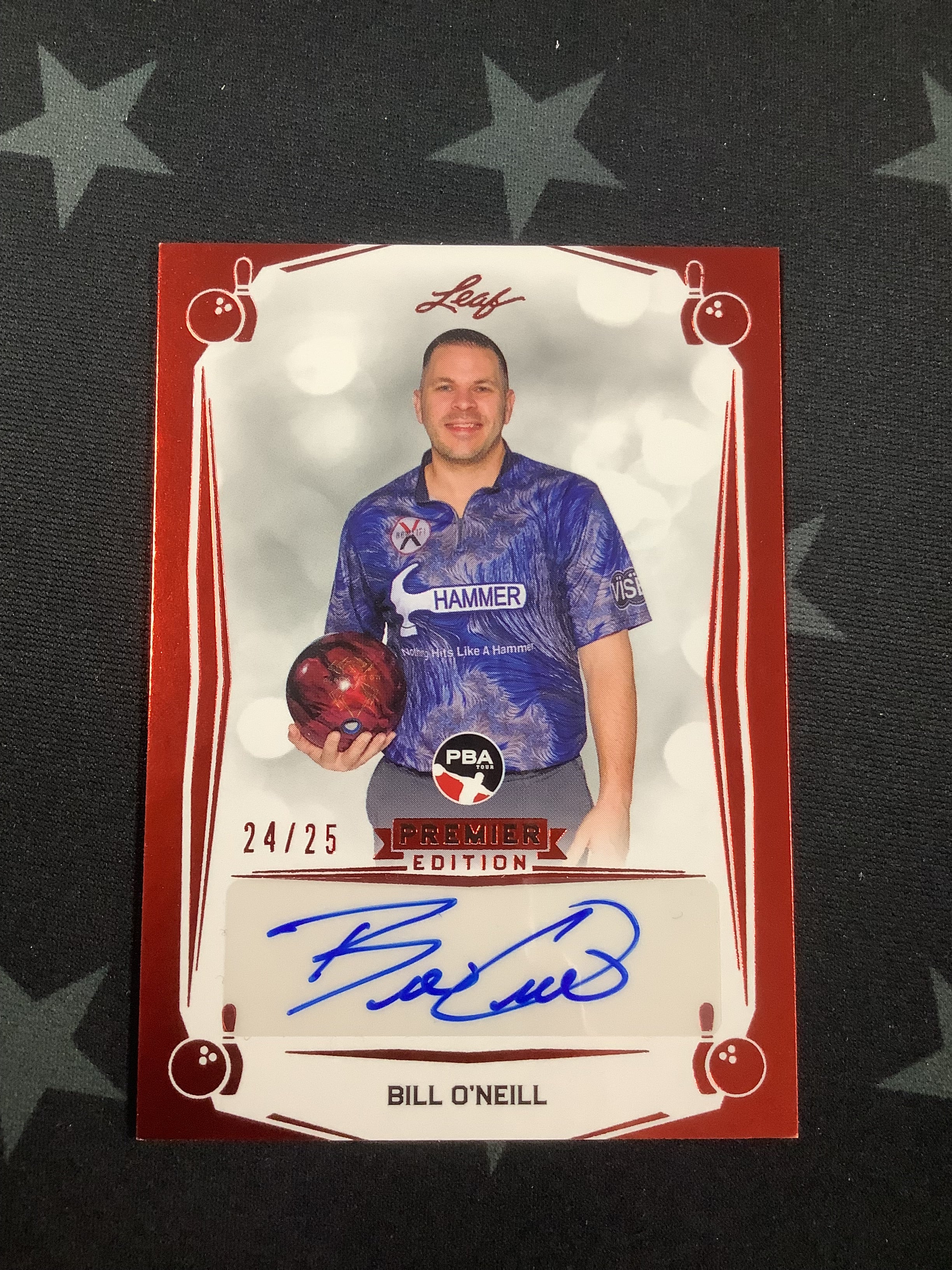2023 LEAF PREMIER EDITION PBA BILL O'NEILL AUTO RED #24/25 - Rare Bowling Trading Card for Collectors & Fans - Perfect for Sports Memorabilia Displays & Auctions