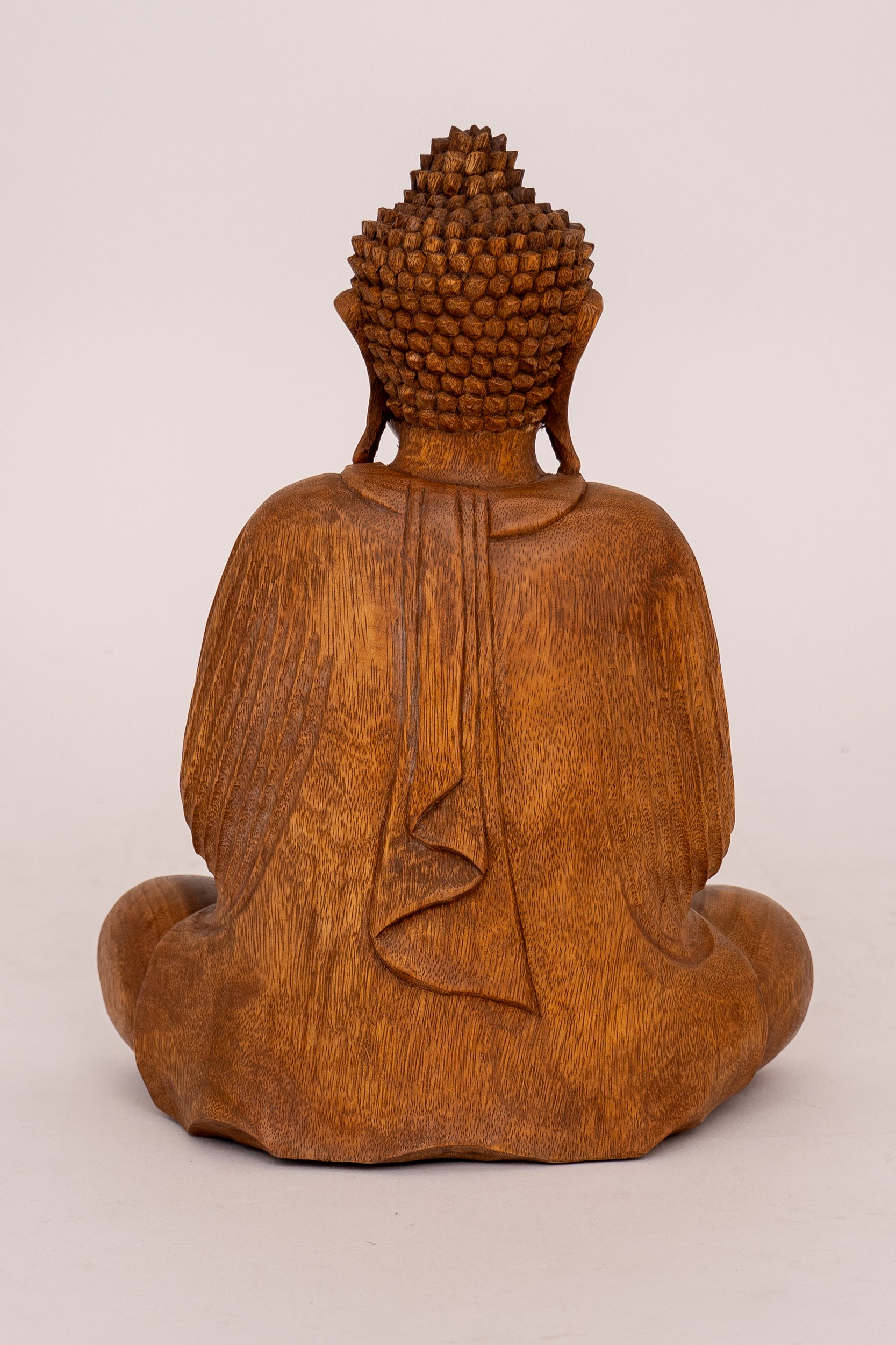 Hand Carved Wooden Buddha Statue - 40cm Tall Meditation Buddha Sculpture for Home Decor, Yoga Studio & Zen Garden