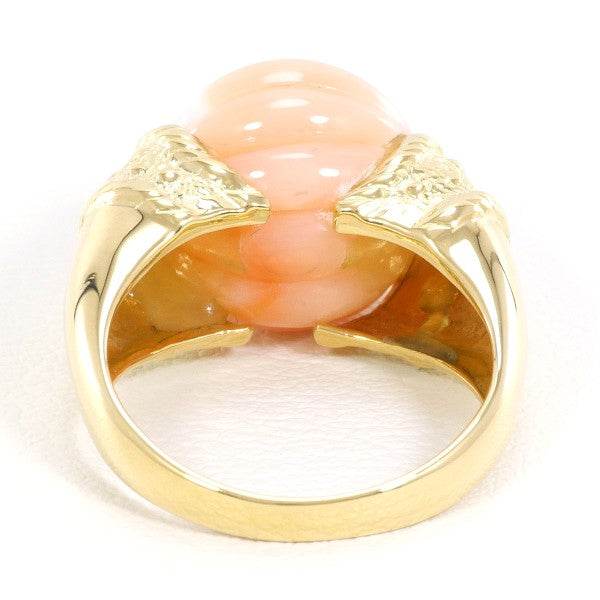 18K Yellow Gold Coral Ring for Women - Elegant Handmade Jewelry Gift for Birthday, Anniversary & Wedding - Perfect for Beach Weddings, Summer Parties & Boho Fashion