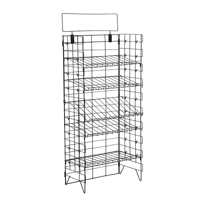 STEELAID Commercial Grade Metal Chip Display Rack - 5 Adjustable Wire Shelves with 48 Clips for Candy & Snacks - 18x14x60 Inches - Perfect for Concession Stands, Grocery Stores & Movie Theaters