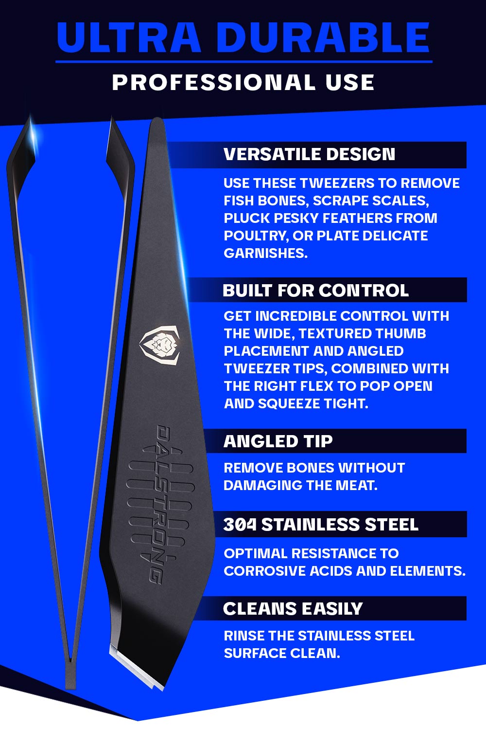 Premium Stainless Steel Fish Tweezers - High Precision Surgical-Grade Kitchen Tool for Sushi, Seafood & Cooking | Dalstrong © | Perfect for Chefs, Home Cooks & Sushi Enthusiasts