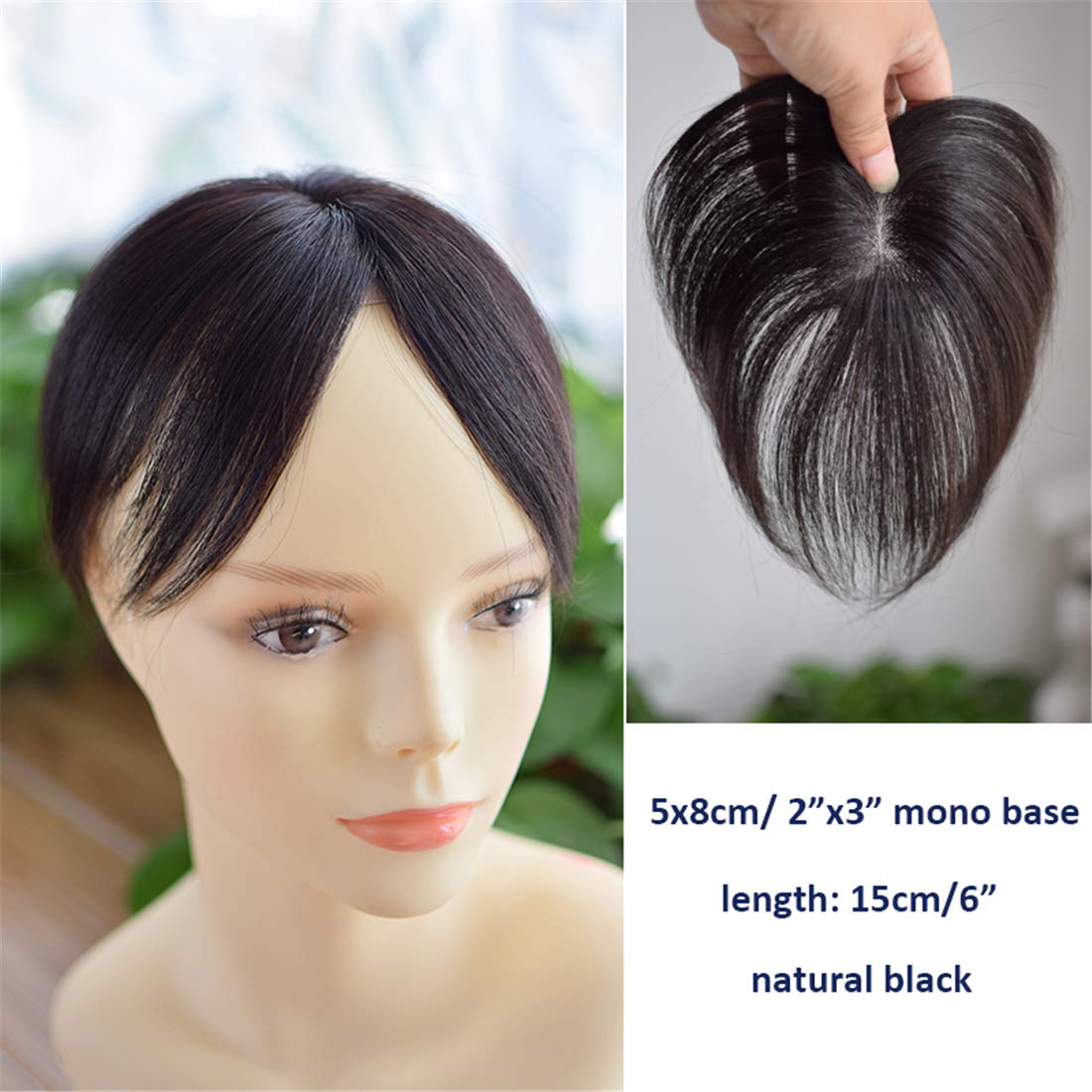 5 x 8cm Mono Crown Topper Human Hair for Women - 10