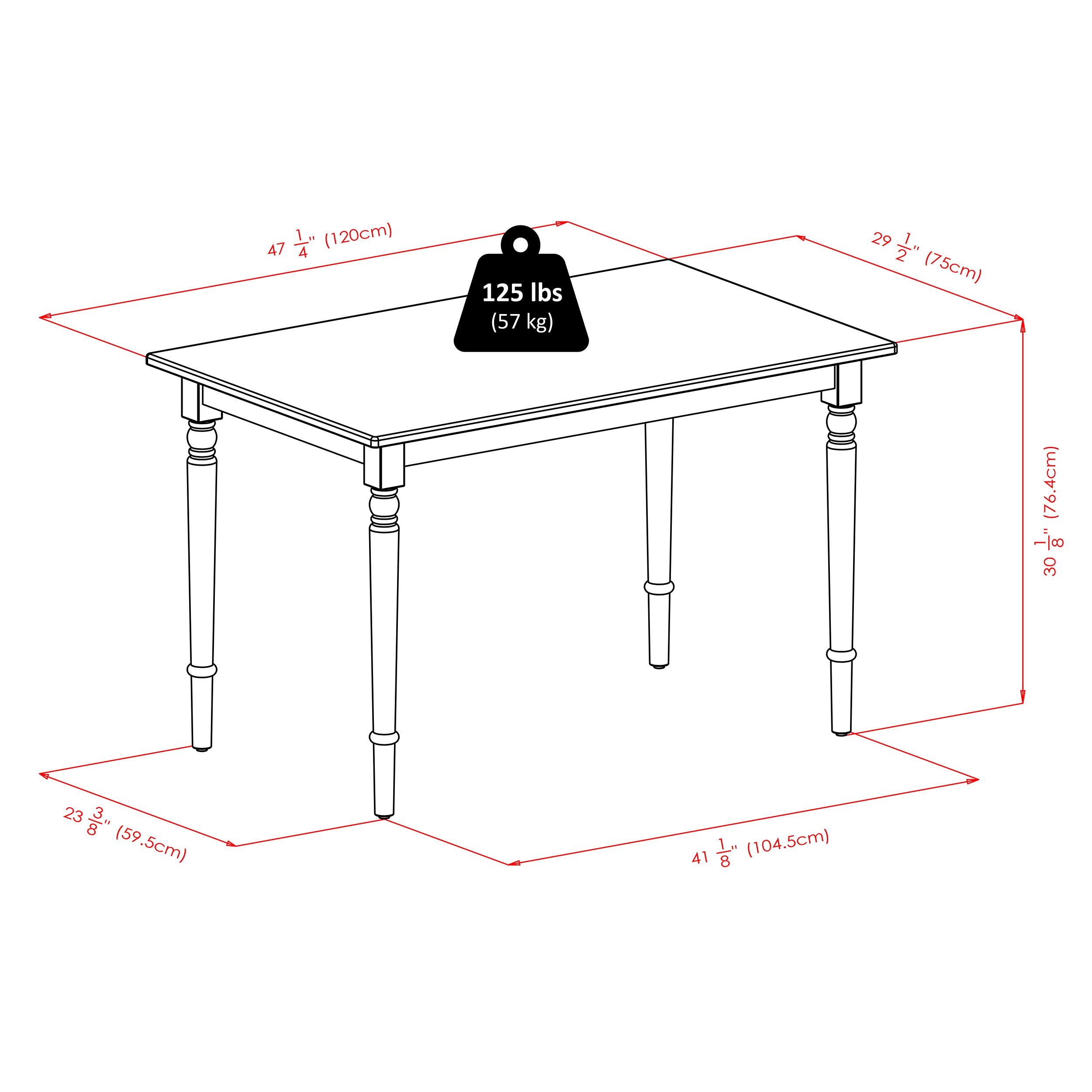 Winsome Ravenna 47-inch Rectangular Walnut Dining Table for 6 People - Perfect for Family Meals & Kitchen Gatherings