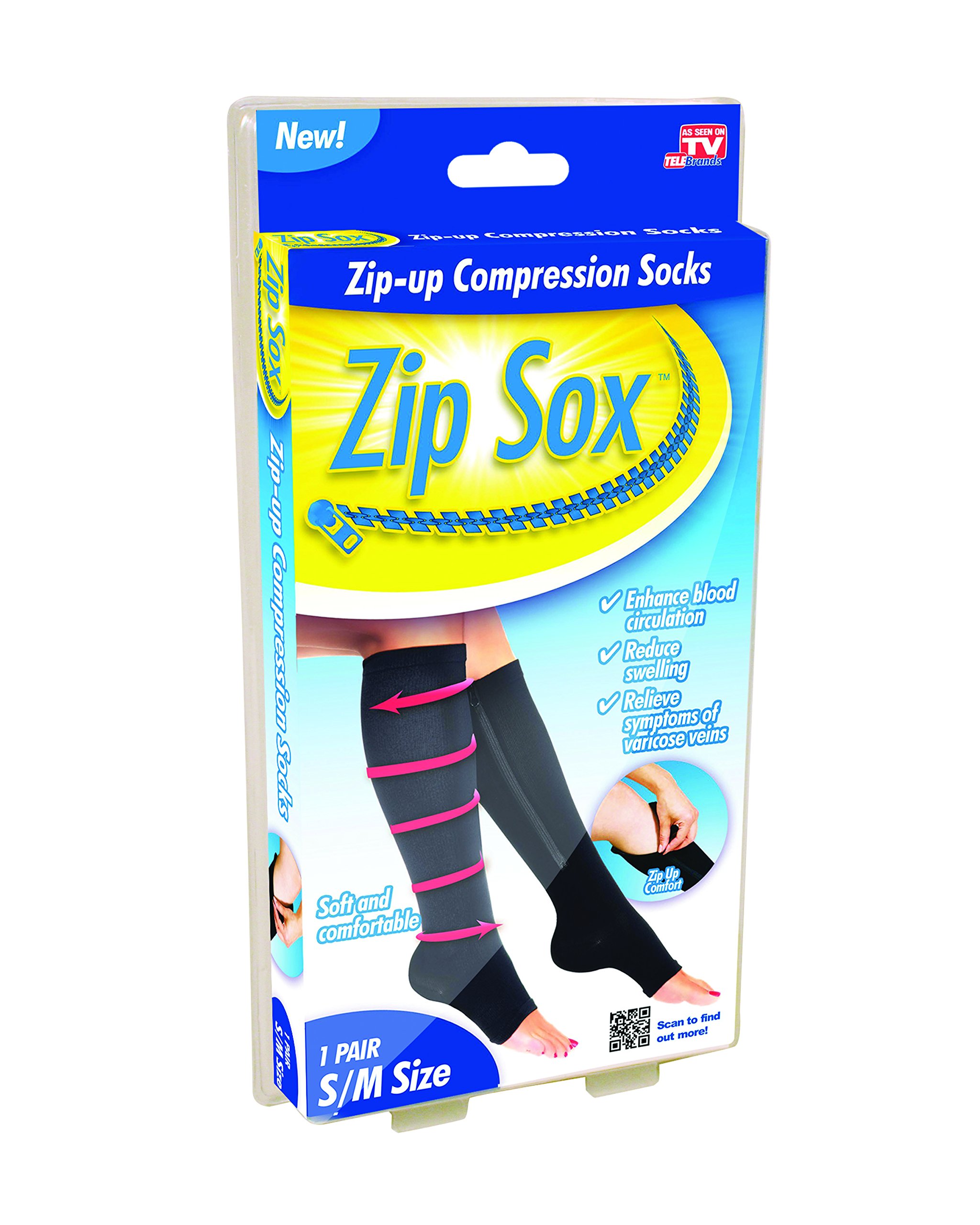 BulbHead Zip Sox Compression Socks for Men & Women - Medium Support, S/M Size - Perfect for Running, Travel & Circulation Support