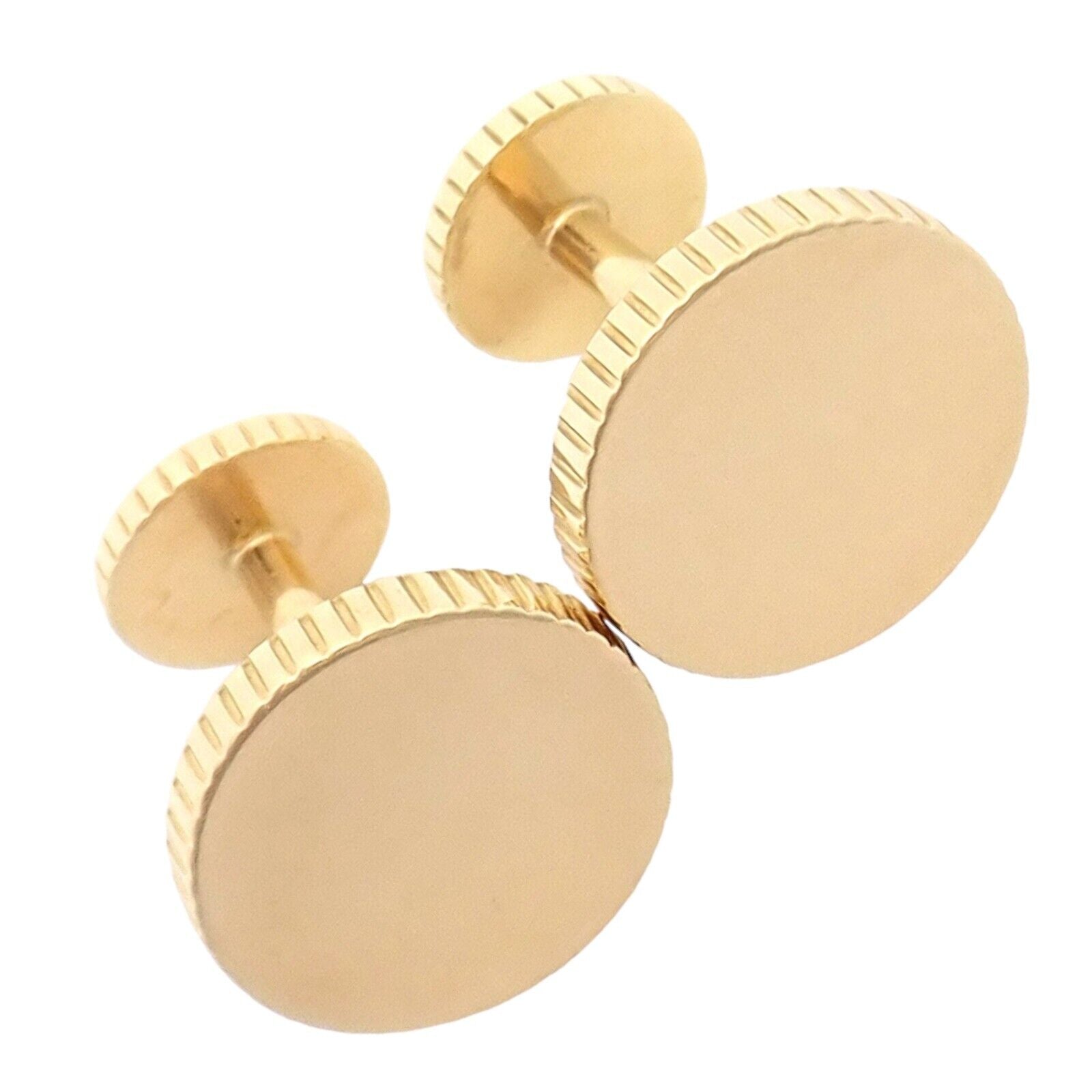 Vintage Tiffany & Co. 18k Yellow Gold Coin Edge Circle Cufflinks - Limited Edition 2003 - Perfect for Weddings, Business Meetings & Formal Events