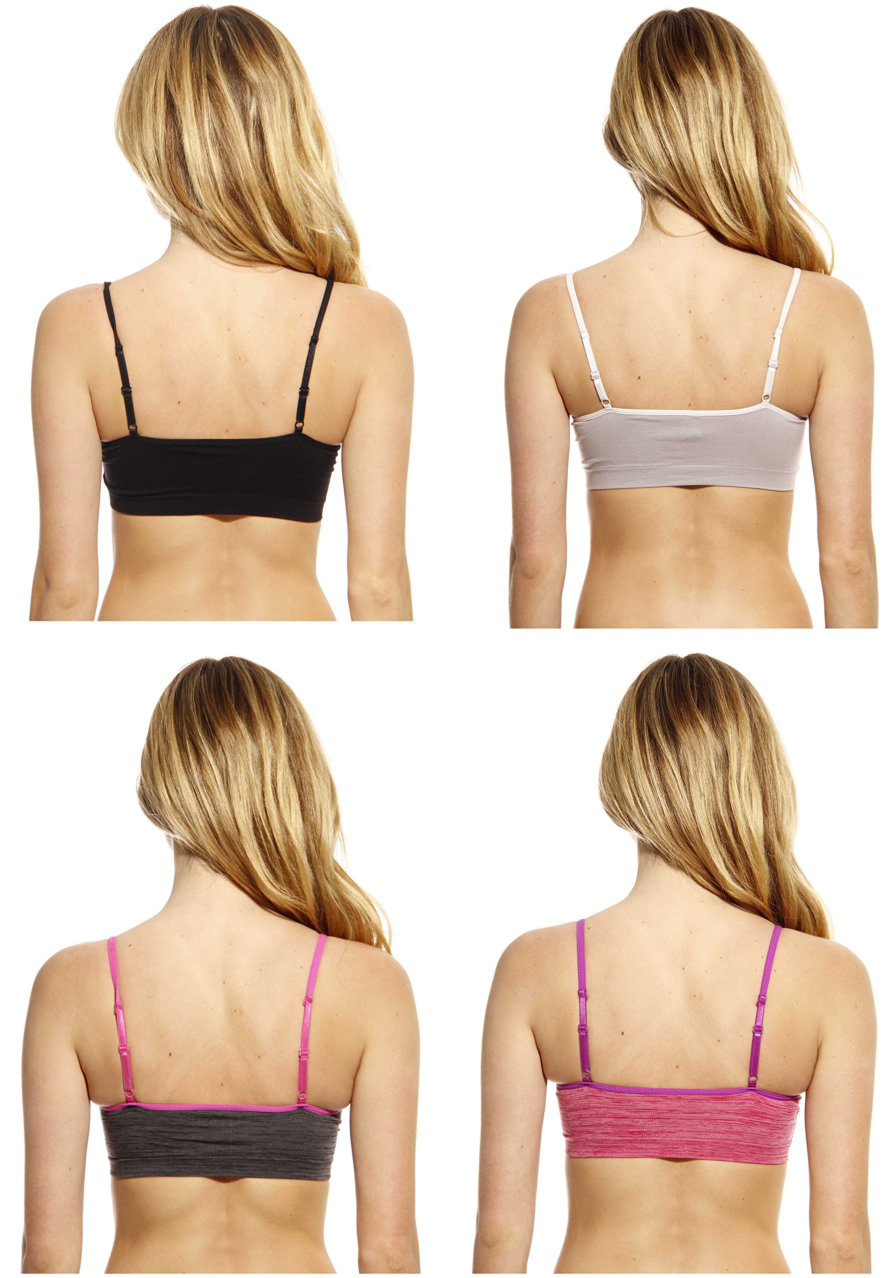 Wireless Seamless Sports Bras for Women - 4 Pack - Comfortable Workout Bras for Running, Yoga & Gym - Breathable & Supportive Activewear