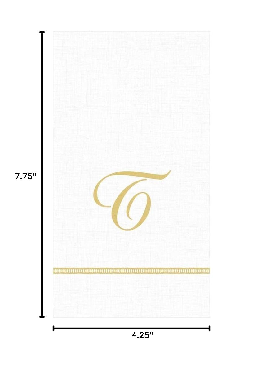 Personalized Hemstitch Script Initial Paper Guest Towels - Monogram Letter T (60 Count) - Elegant Party Napkins for Weddings, Baby Showers & Bridal Showers