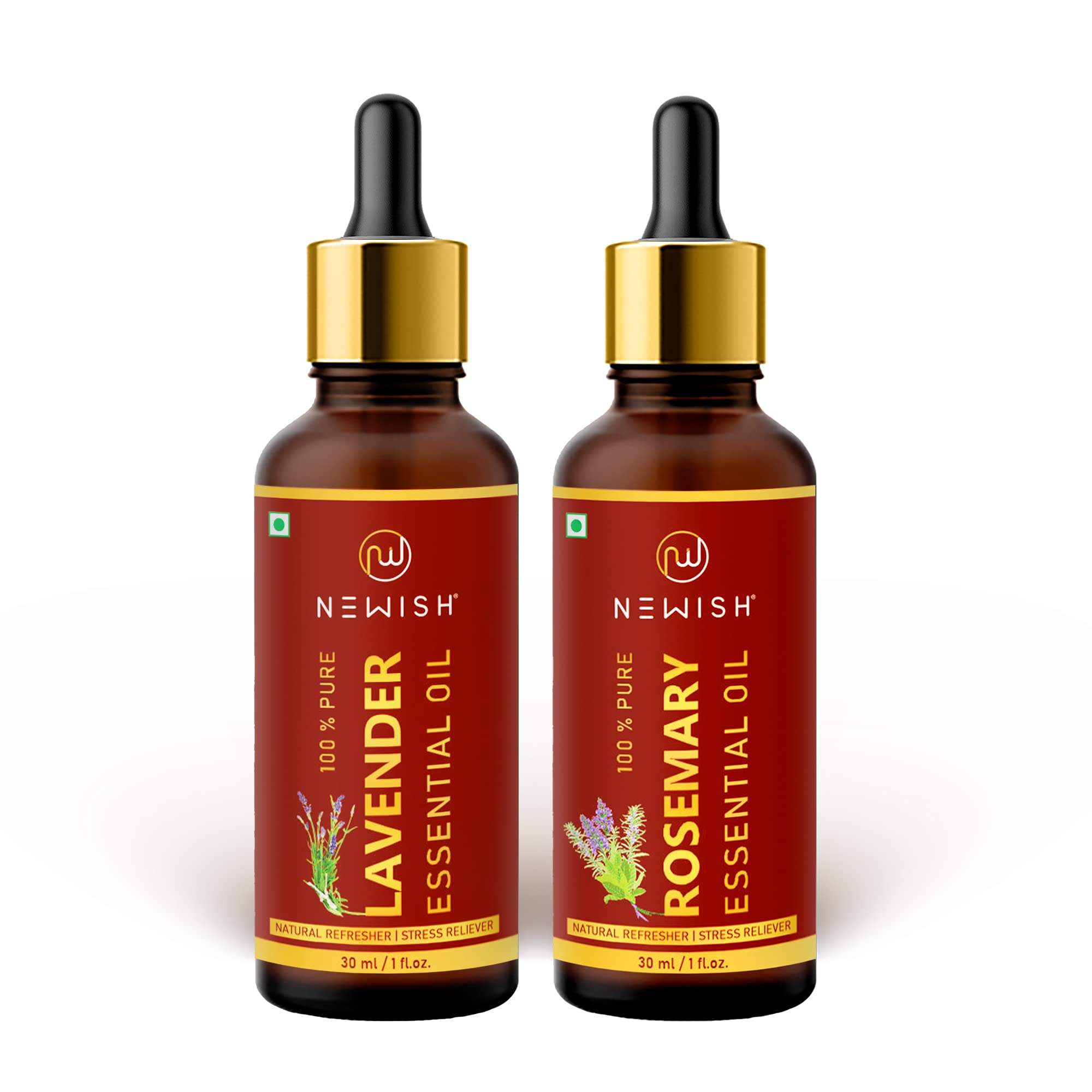 Premium Lavender & Rosemary Essential Oil Gift Set - 30ml (Pack of 2) - Aromatherapy, Relaxation & Skin Care - Perfect for Spa, Massage & Home Fragrance