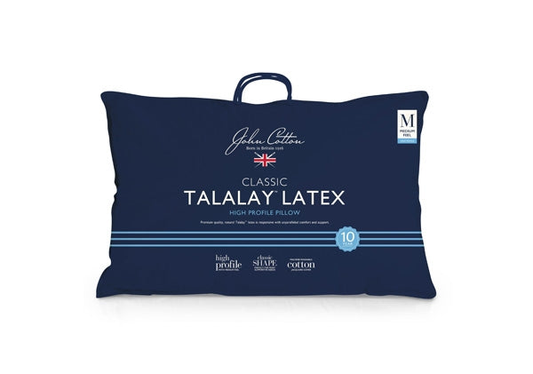 John Cotton Classic High Profile Talalay Latex Pillow - Premium Support for Neck & Shoulder Pain Relief - Perfect for Side Sleepers & Back Pain Sufferers