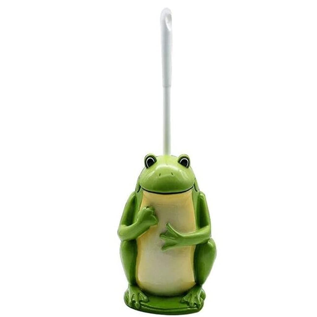 Creative Cute Frog Toilet Brush Holder with Resin Base - Bathroom Cleaning Tool & Decorative Statue for Home, Hotel - Perfect for Modern, Farmhouse or Kids' Bathroom Decor