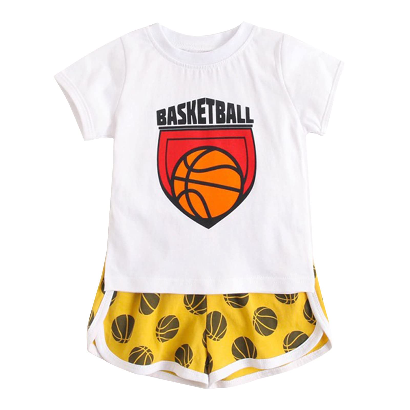 OIEU Boys & Girls Summer Shorts Set - Cartoon Print Short Sleeve Top & Shorts 2-Piece Outfit | Playtime, Beach, Park & Casual Wear