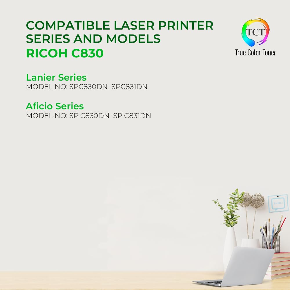 Premium TCT C830 Toner Cartridge 4-Pack - High-Quality Compatible Replacement for Ricoh Aficio 821181/821184/821183/82118 - Works with Ricoh Aficio SP C830 & C831 Printers (Black, Cyan, Magenta, Yellow) - Ideal for Office Printing, High-Volume Documents & Professional Color Output