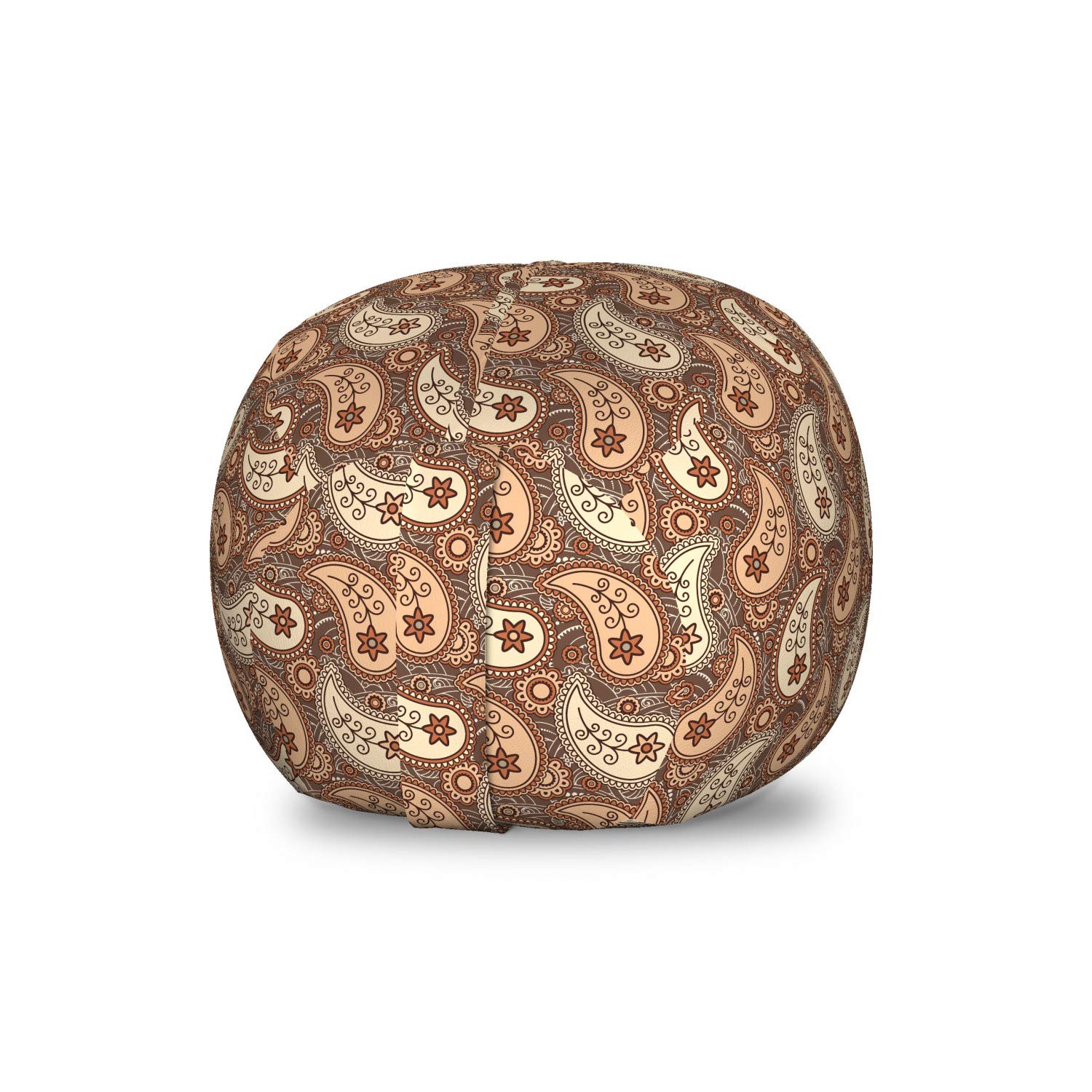Ambesonne Brown Paisley Toy Storage Bag Chair - Autumn Leaves Oriental Pattern Stuffed Animal Organizer - Washable Small Size Champagne Cinnamon - Perfect for Kids' Room, Nursery, and Playroom Organization