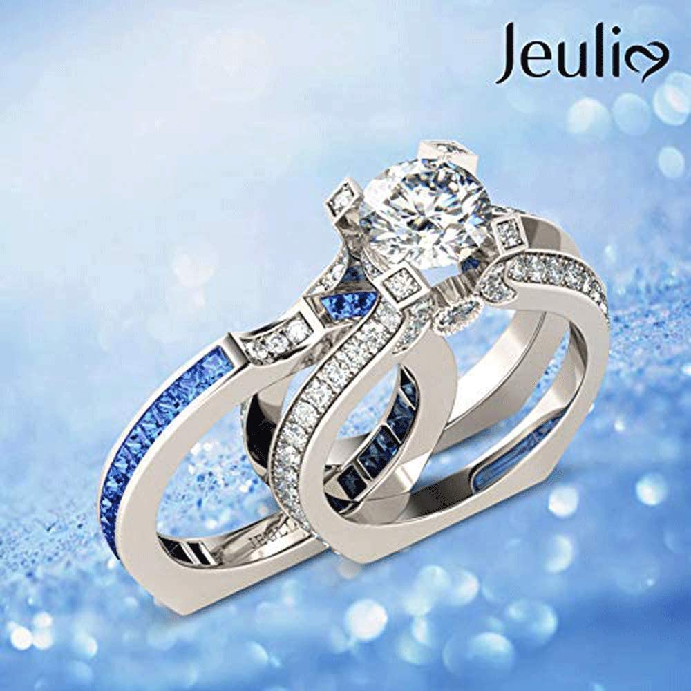 Jeulia Diamond Band Rings for Women - Sterling Silver CZ Interchangeable Ring Sets, Wedding, Engagement, Anniversary, Promise, Bridal Jewelry - Perfect for Gifts, Proposals & Special Occasions