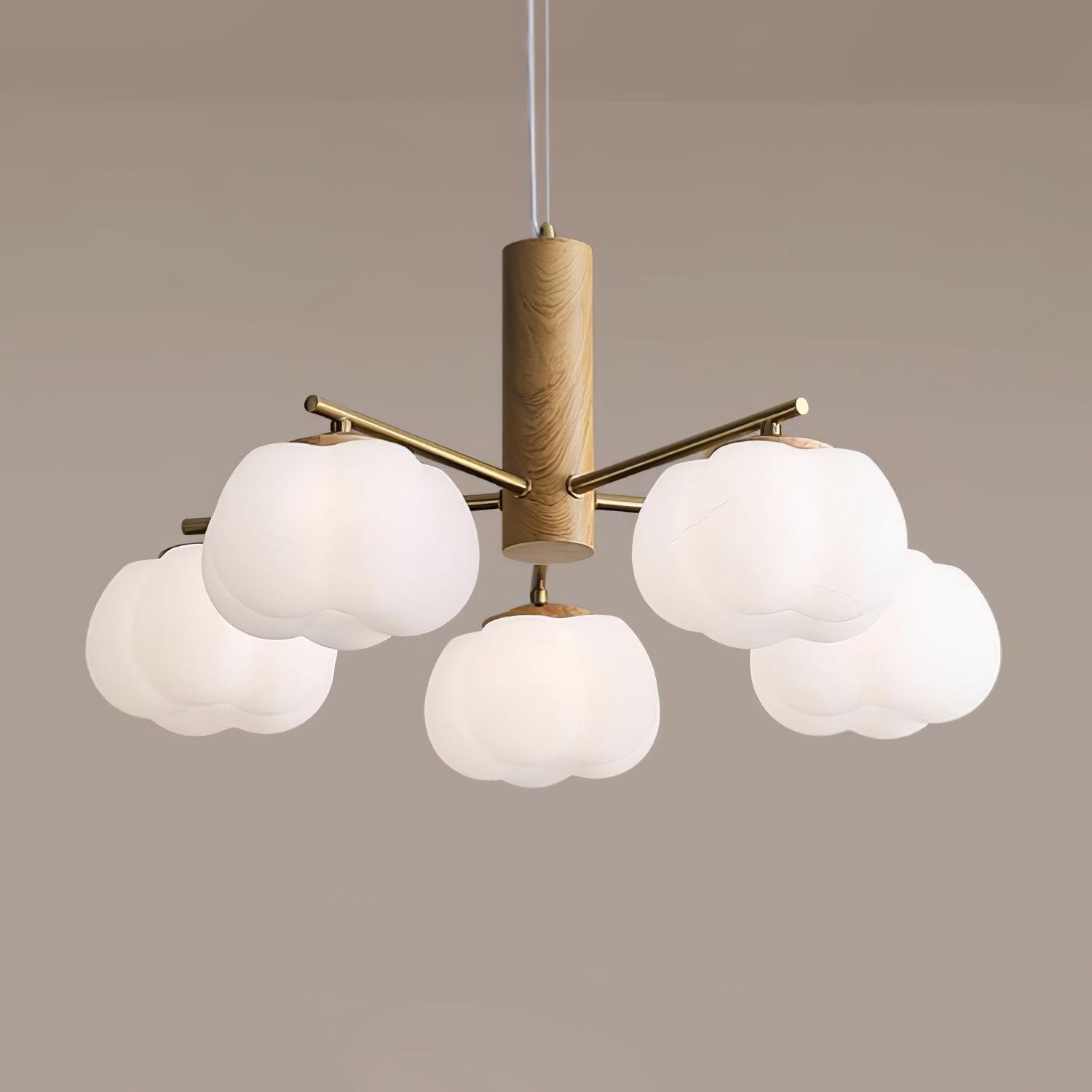 Handmade Cotton Ball Chandelier - Elegant Boho Home Decor for Bedroom, Nursery & Wedding | Soft Lighting Fixture with Natural Cotton Accents