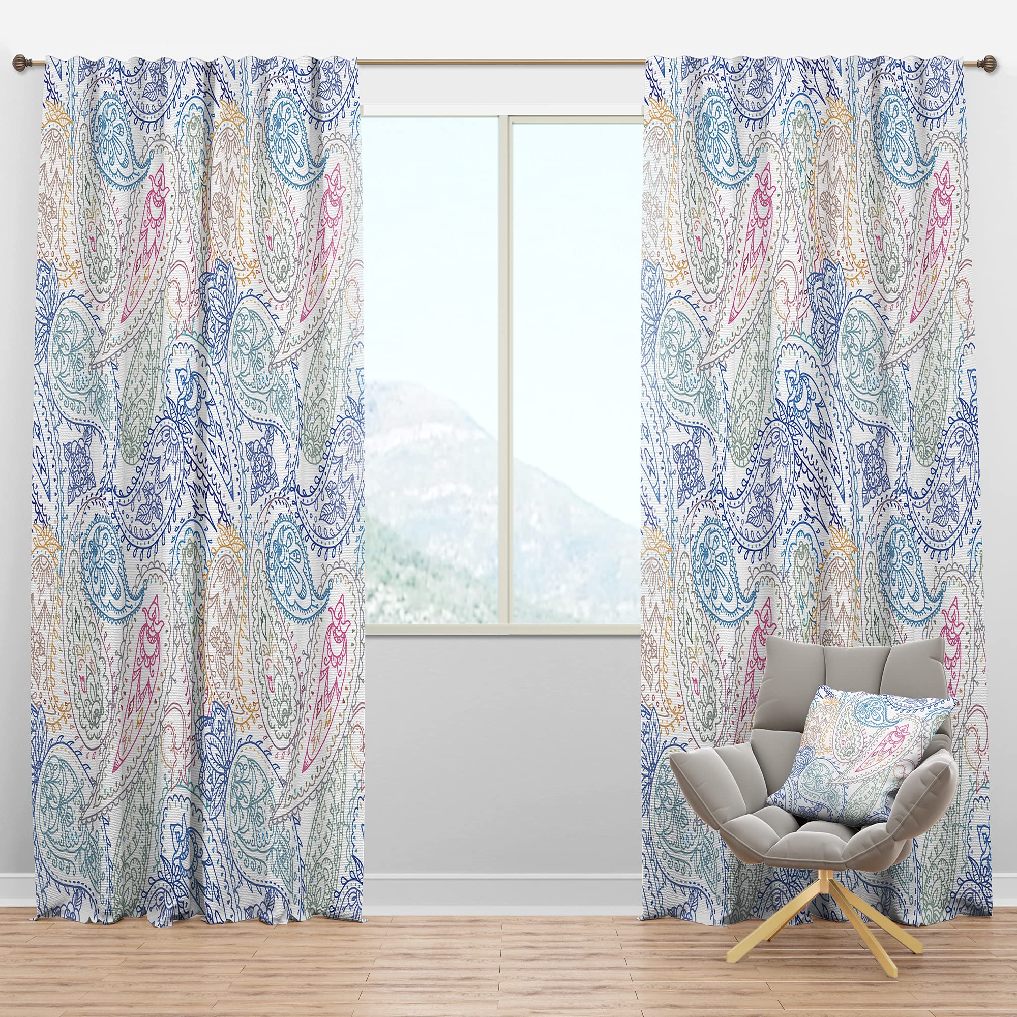 DesignQ Blackout Curtains - Thermal Insulated Indian Paisley Pattern Window Drapes for Bedroom & Living Room (52x63, Single Panel) - Perfect for Light Blocking, Privacy & Energy Efficiency