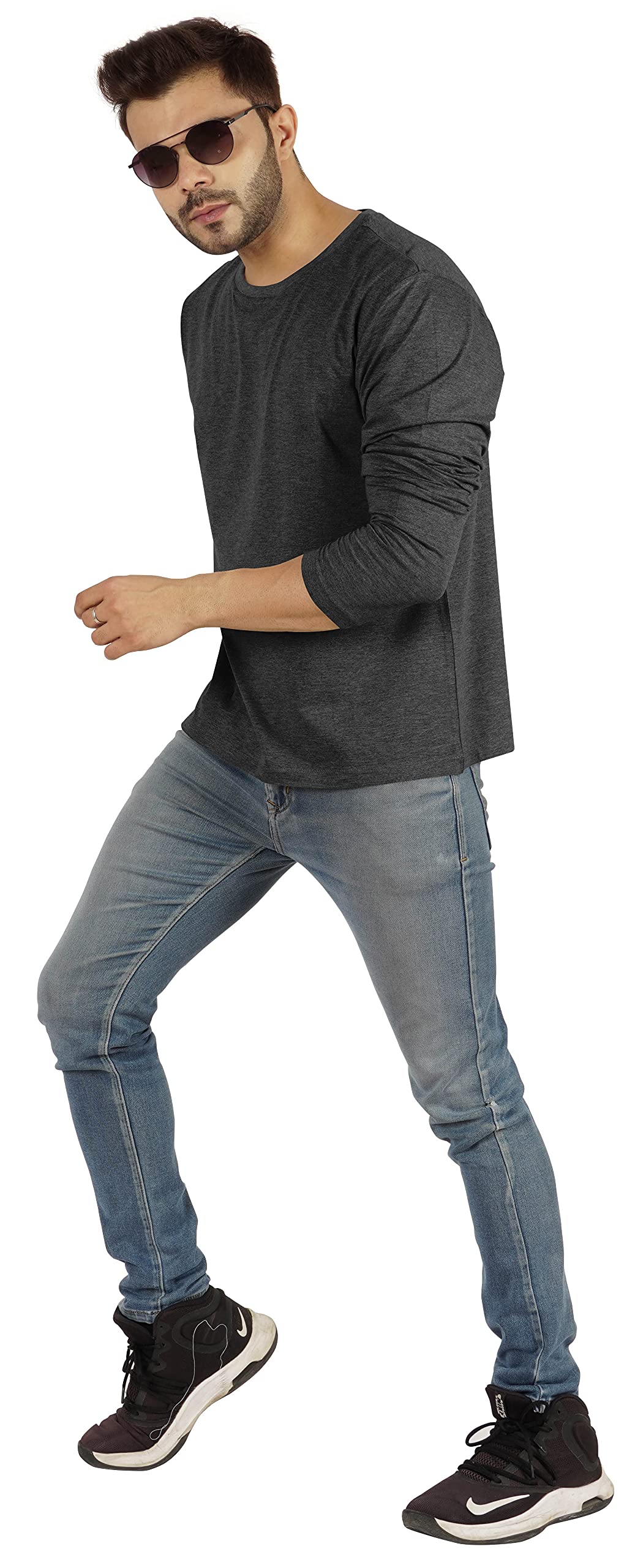 Inkmeso Men's Long Sleeve Cotton T-Shirt - Lightweight Basic Solid Color Casual Shirt for Everyday Wear, Work & Outdoor Activities