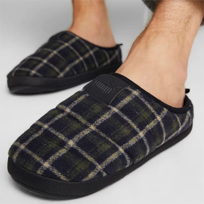 Men's Puma Scuff Flannel Slippers - Cozy Indoor/Outdoor House Shoes for Relaxing at Home, Lounging & Quick Errands