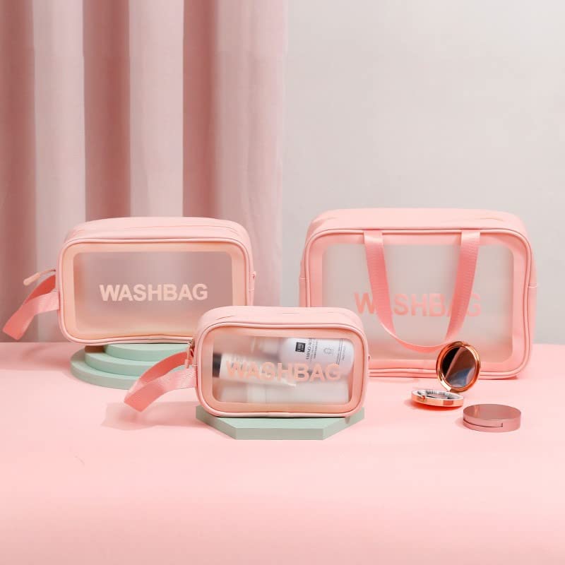 Travel Cosmetic Organizer Bag Set of 3 - Waterproof Makeup Pouch & Toiletry Bag for Women & Girls - Perfect for Airplane, Gym, and Weekend Getaways