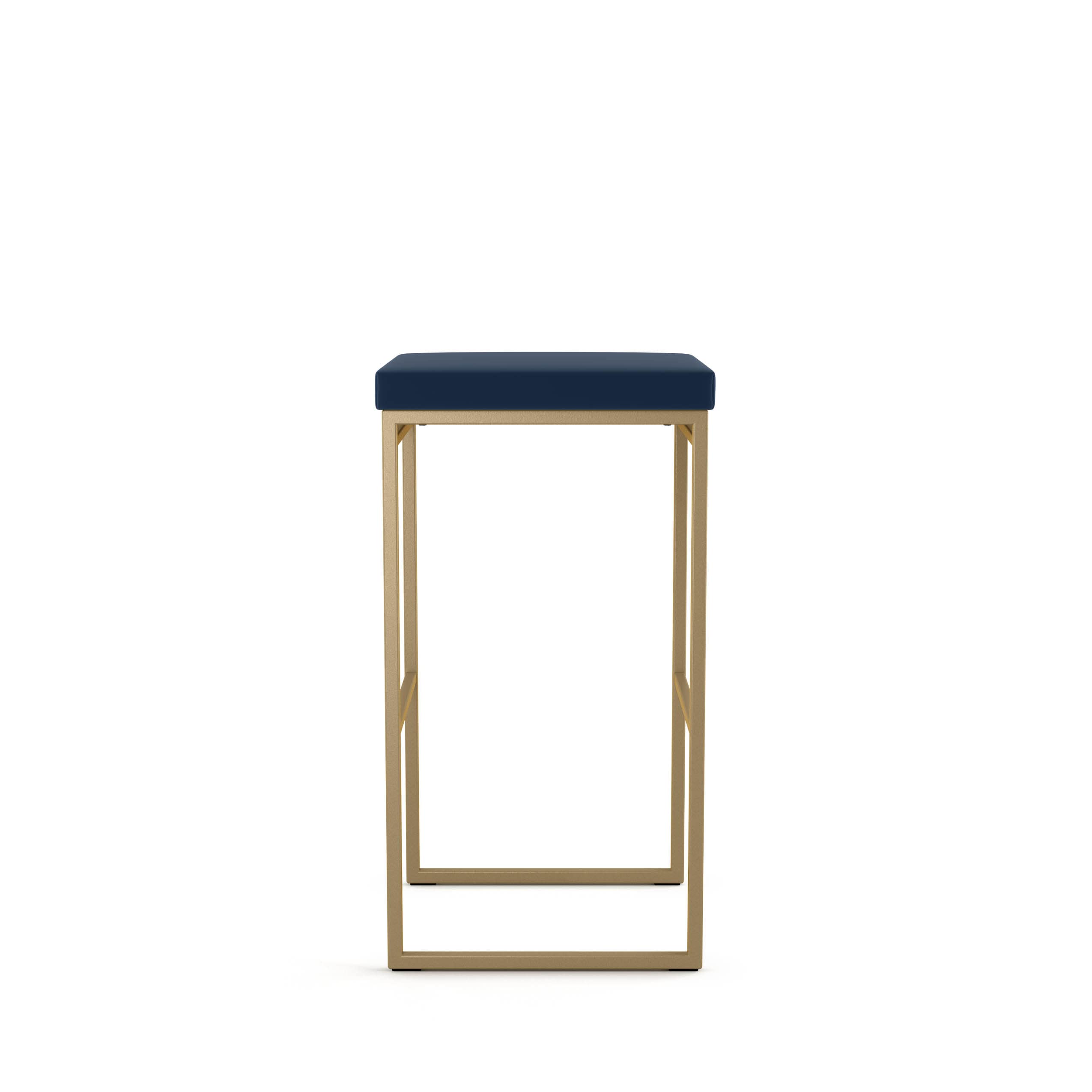 Amisco Easy 30 Inch Bar Stool - Blue Polyurethane Upholstery with Golden Metal Frame - Perfect for Kitchen Islands, Home Bars & Breakfast Nooks