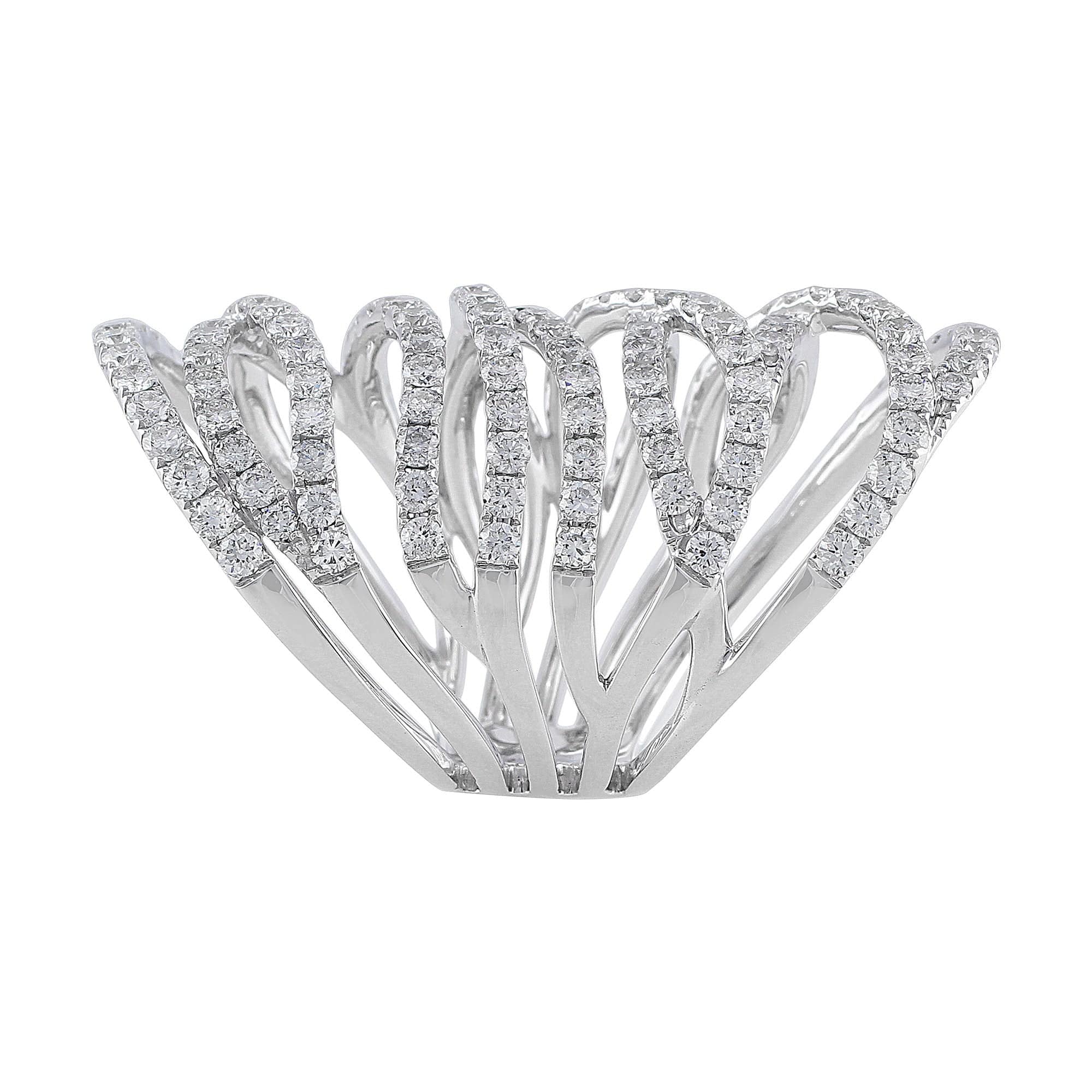 18K White Gold 4.03ctw Diamond Wide Lace Ring for Women - Elegant Wedding, Engagement & Anniversary Jewelry Gift - Perfect for Bridal, Evening Wear & Special Occasions