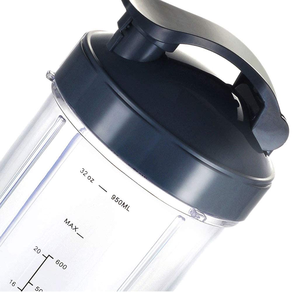 Nutribullet Blender Replacement Cups - 32oz & 24oz Cups with Flip Top Lid, Flat Lid & Rubber Gasket - Compatible with Nutri Bullet 600W/900W Blenders (6 Pack) - Perfect for Smoothies, Protein Shakes & Meal Prep On The Go