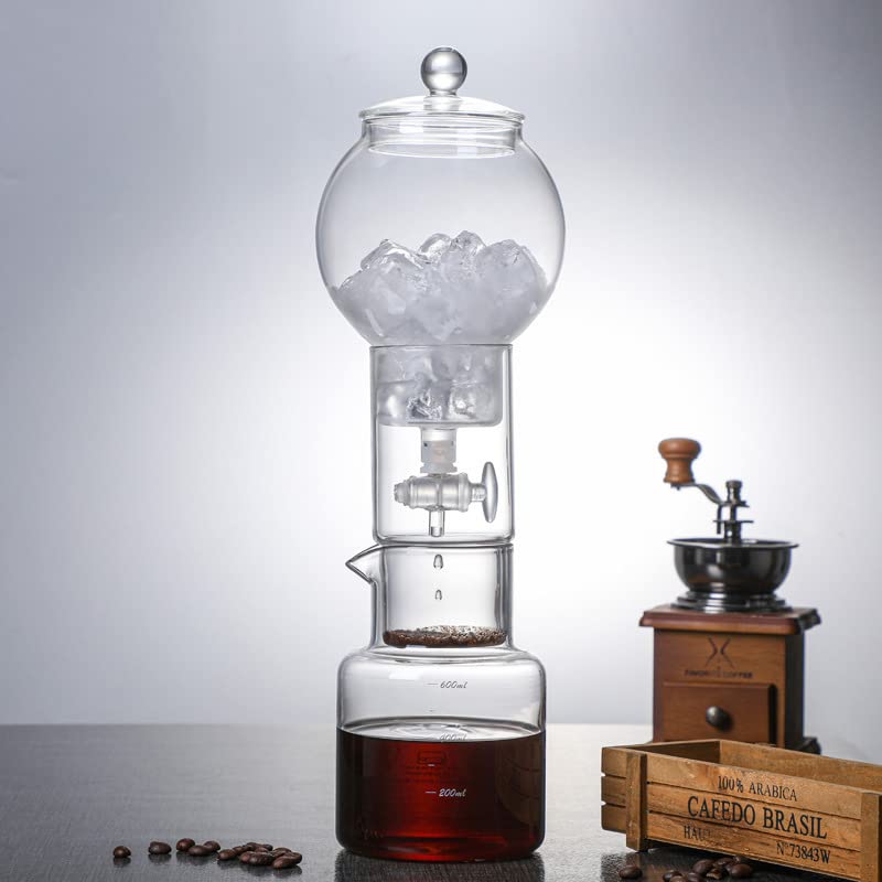 NA 600ml Glass Cold Brew Coffee Maker - Iced Drip Coffee for Home, Office & Cafe