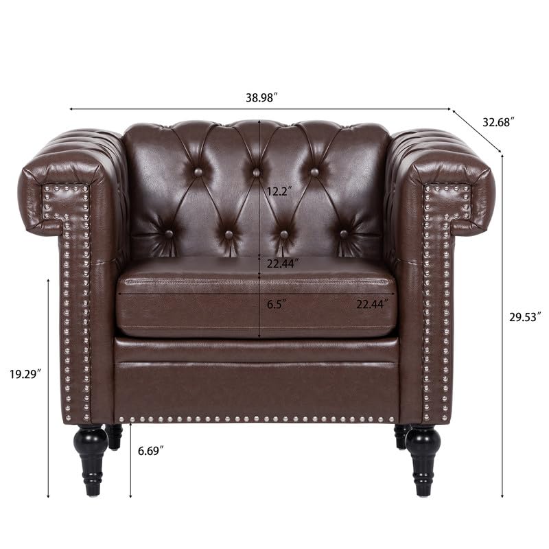 Mid-Century Modern Accent Chair - Ergonomic Upholstered Recliner Sofa for Living Room, Bedroom & Office - Comfy Single Leisure Chair with Armrests - Perfect for Reading, Relaxing and Small Space Decor