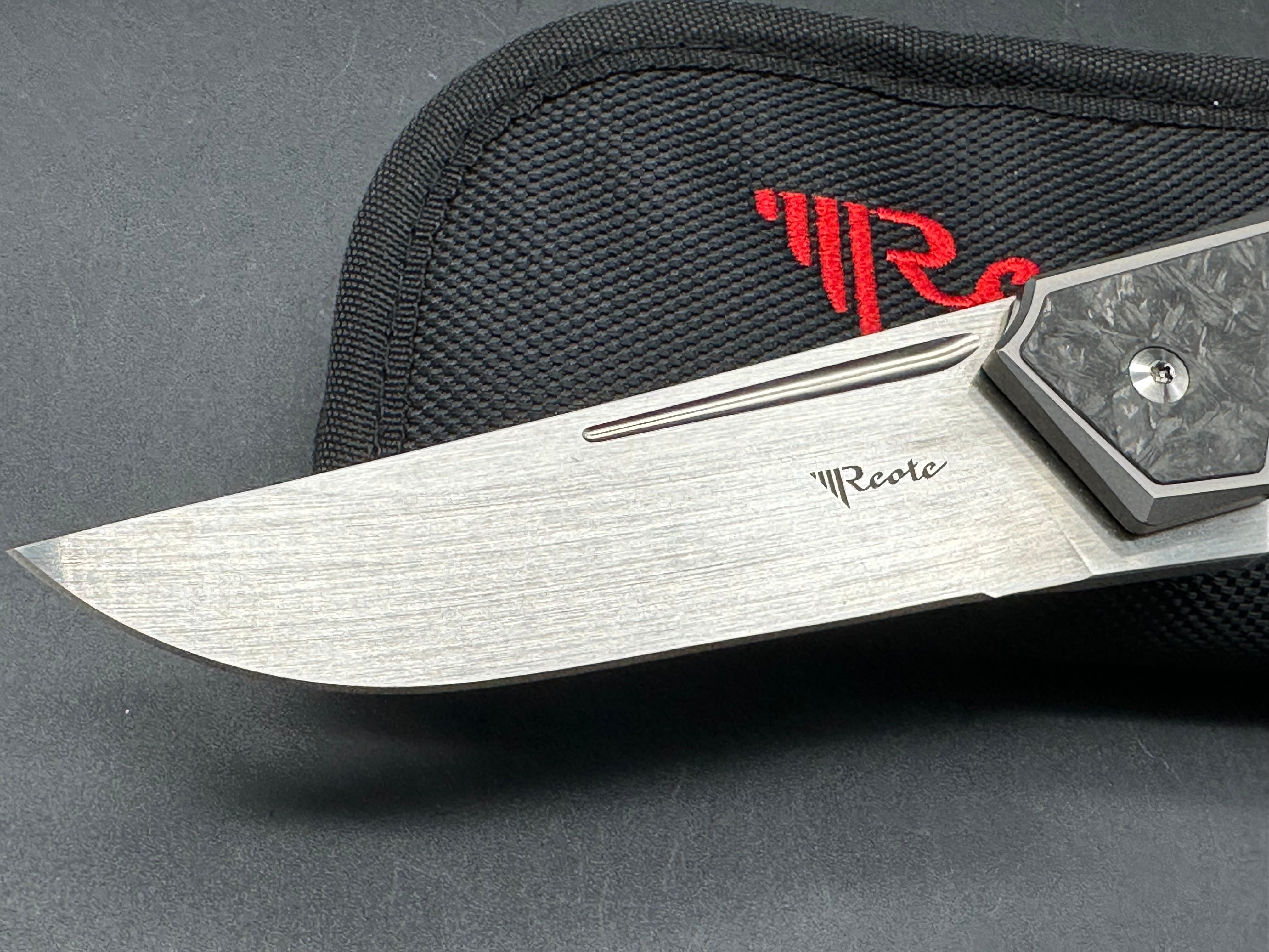 Reate Knives & Tashi Bharucha The Future - Grey Titanium Integral Frame with Carbon Fiber Inlays | Premium EDC Folding Knife for Outdoor, Camping & Everyday Carry