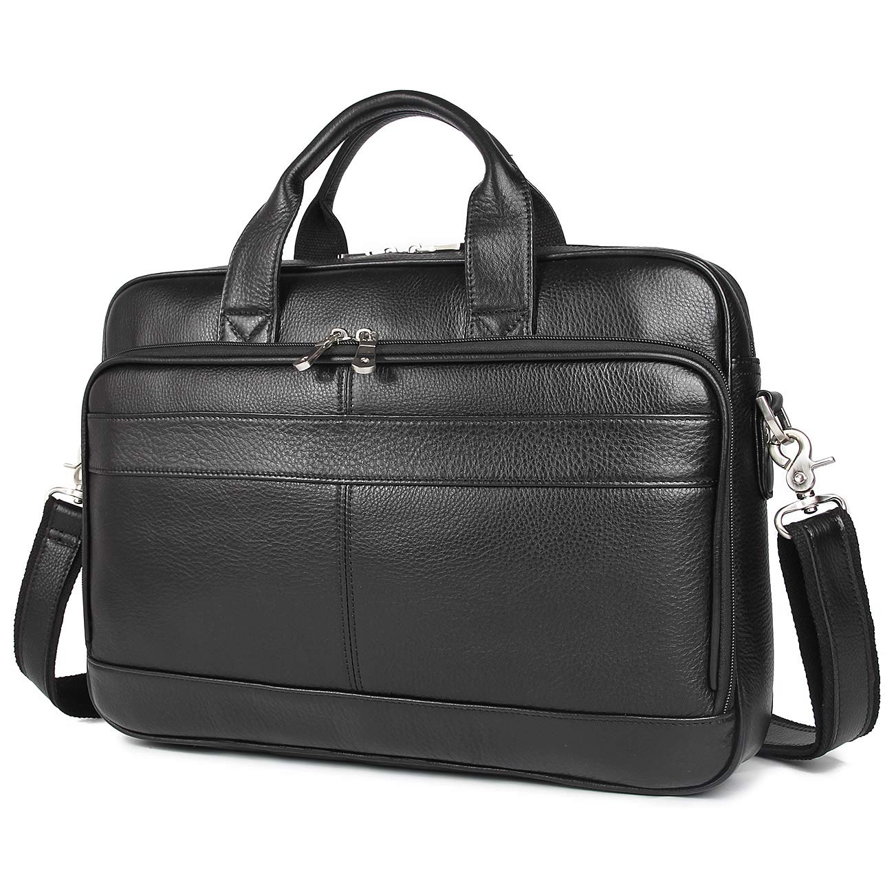 Augus Genuine Leather Messenger Bag for Men - Vintage Travel Backpack with 17 Inch Laptop Compartment - Stylish Briefcase & Shoulder Bag for Business, Office, Commuting & College Campus Use