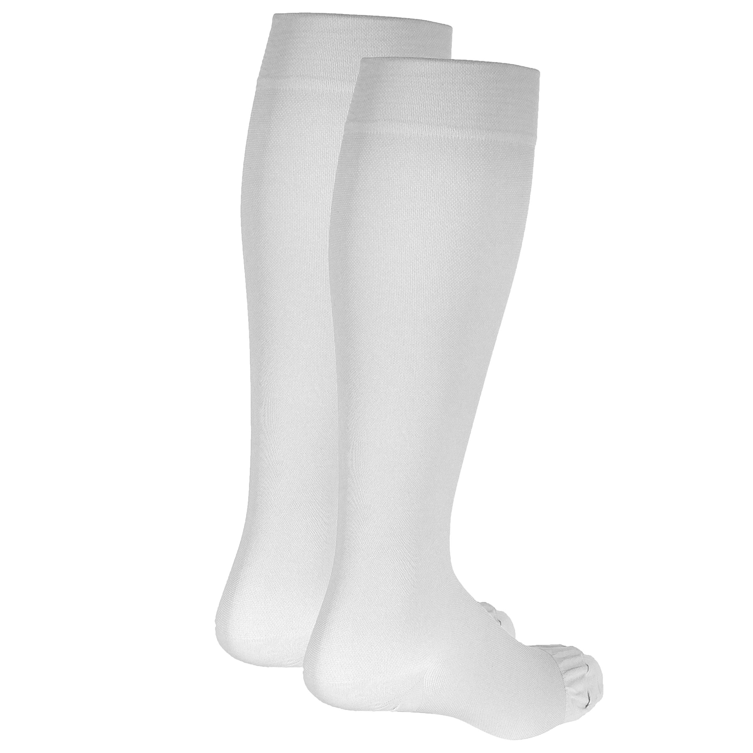 Truform 30-40 mmHg Medical Compression Socks for Men & Women - Knee High Support Stockings, Closed Toe, White, Medium Size - Ideal for Travel, Varicose Veins & Post-Surgery Recovery