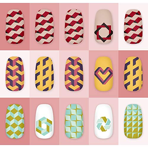 KADS Nail Art Stamping Plate - Geometric Nail Design Template Kit for DIY Manicure, Professional Nail Stamping Tool (GE014) - Perfect for Salon, Home Use & Nail Art Enthusiasts